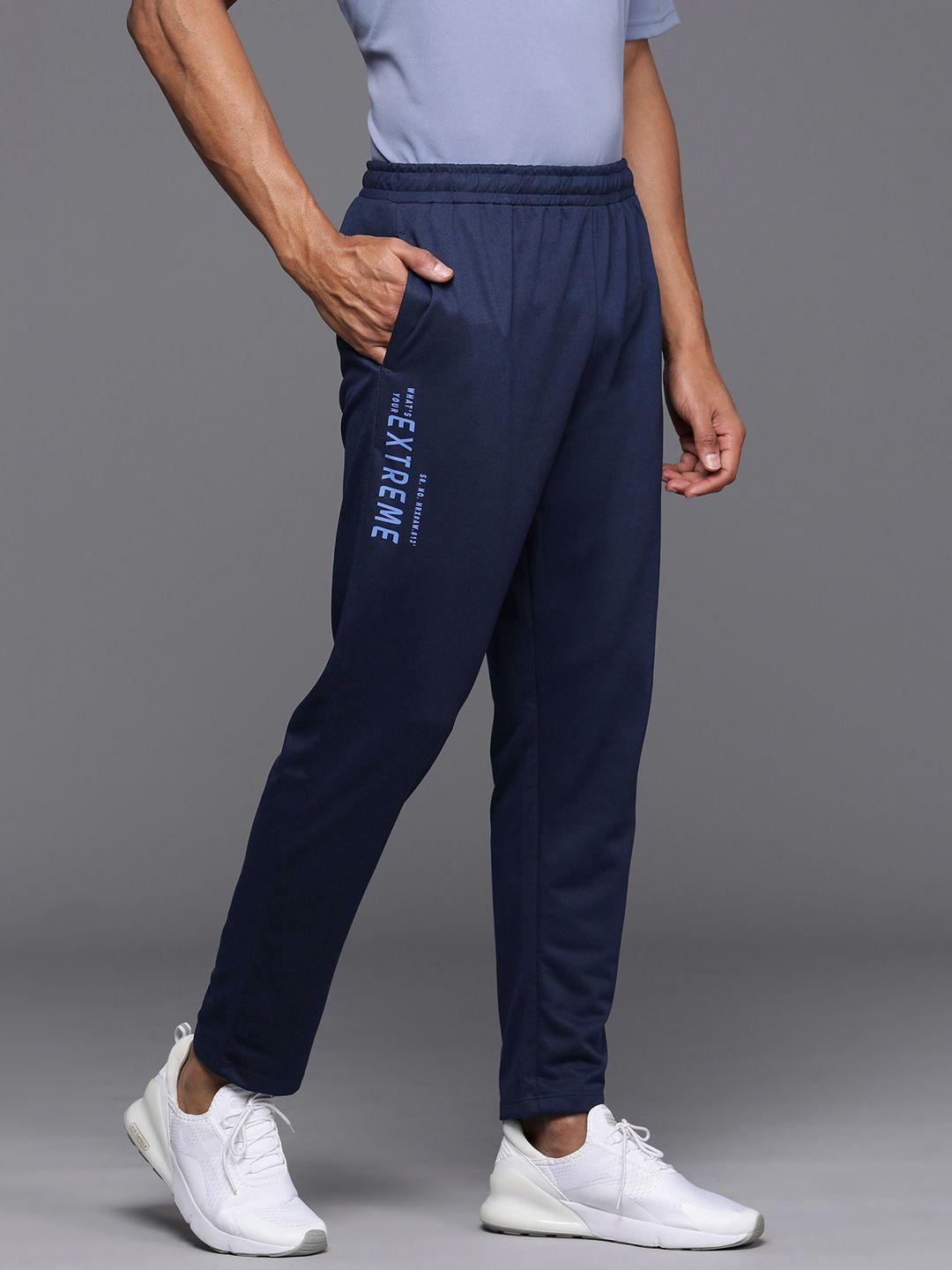 hrx by hrithik roshan men mid-rise typography print detail track pants