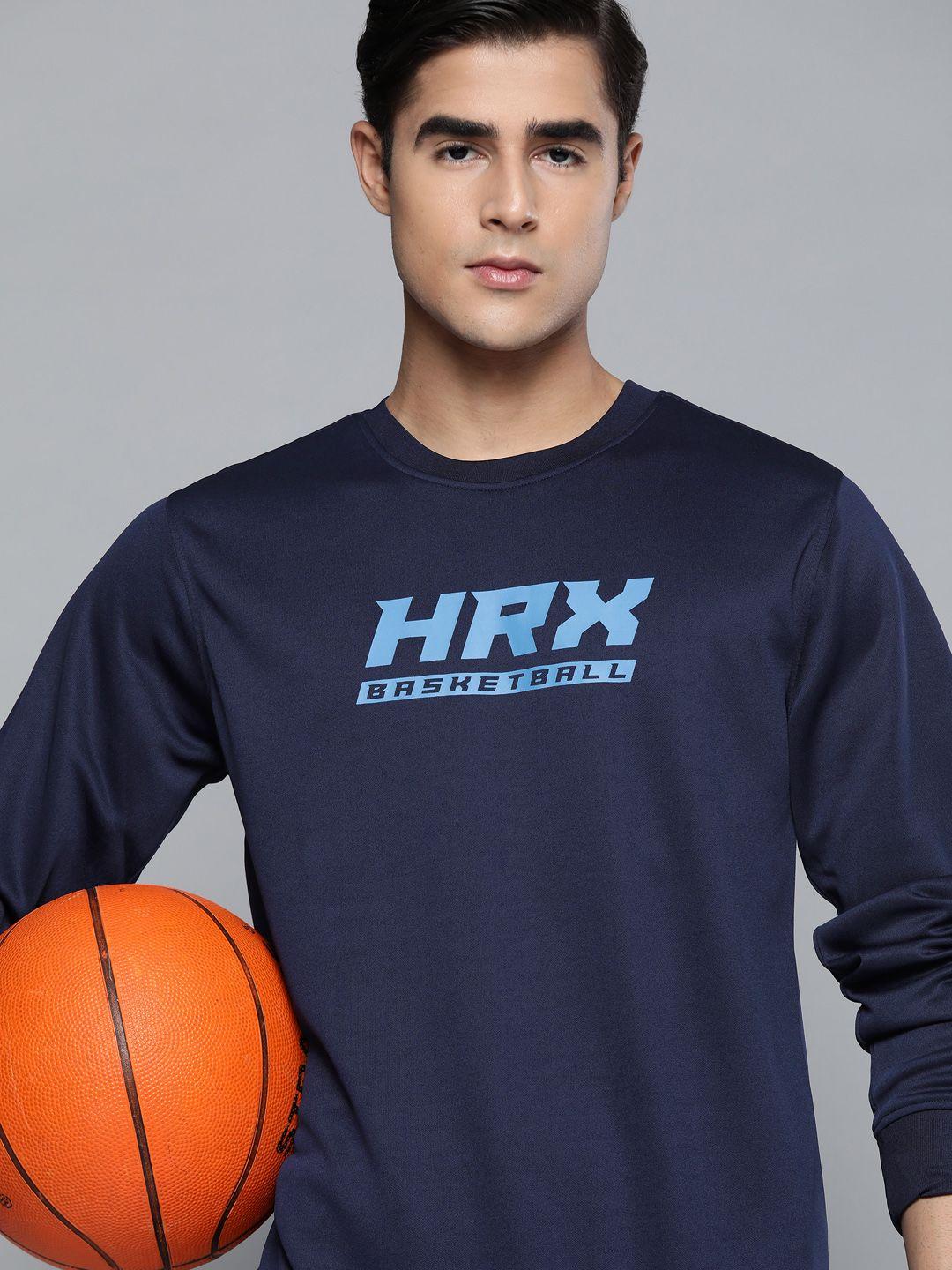 hrx by hrithik roshan men navy blue printed sweatshirt