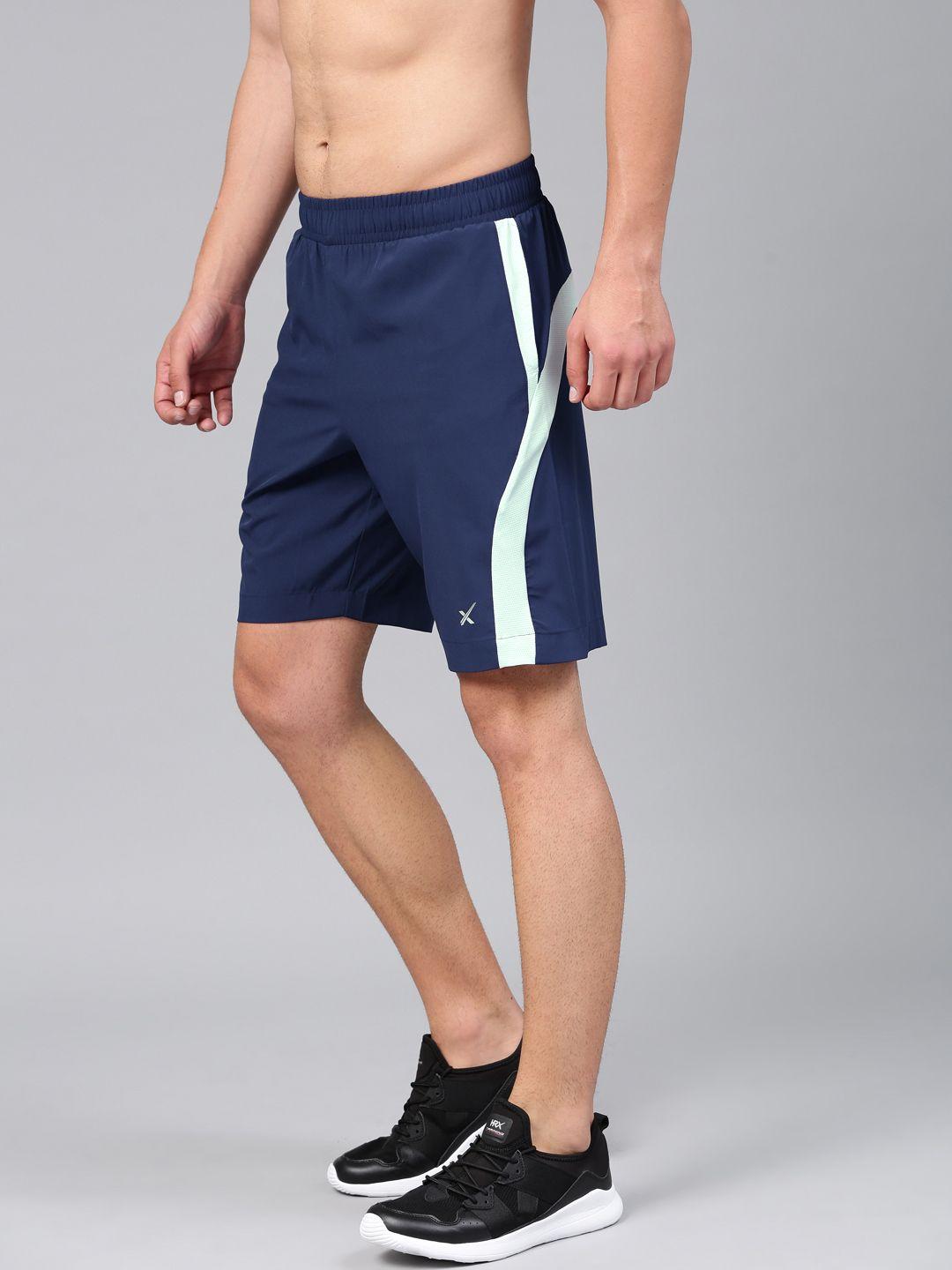 hrx by hrithik roshan men navy blue solid regular fit sports shorts