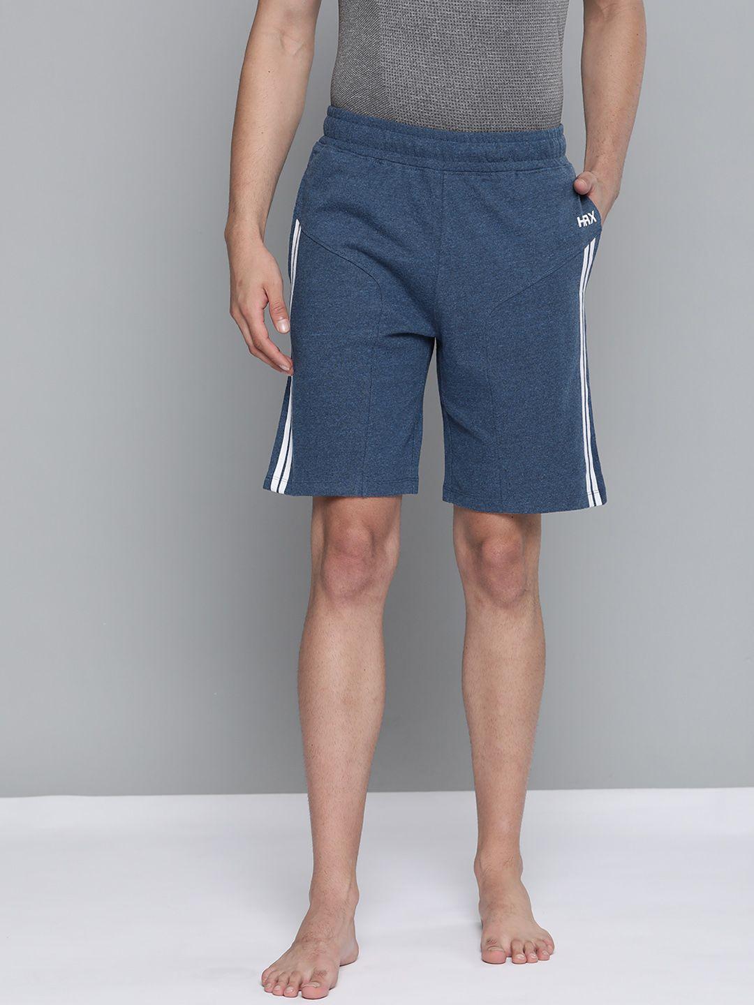 hrx by hrithik roshan men navy melange solid organic cotton yoga sustainable shorts