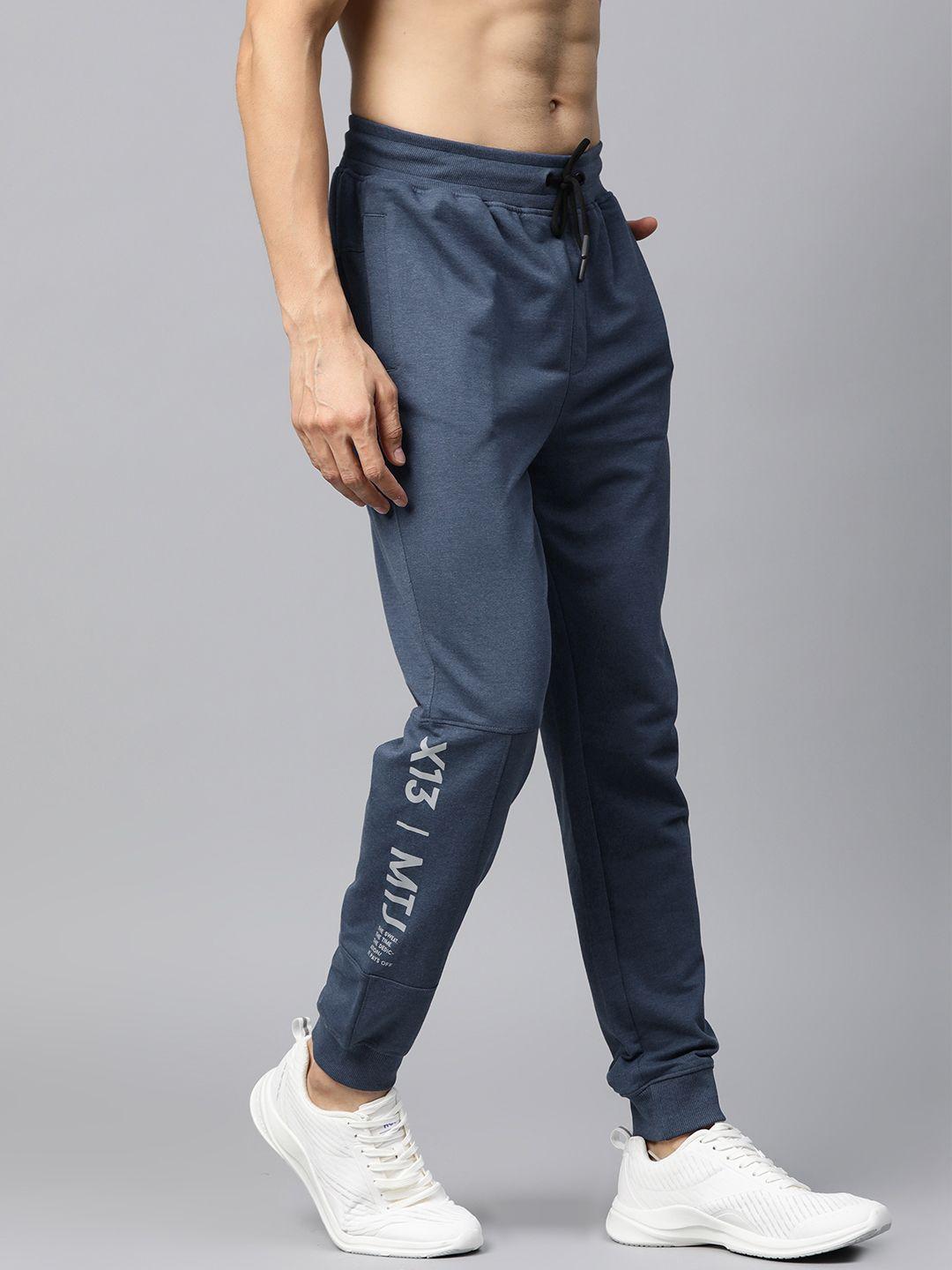 hrx by hrithik roshan men navy melange solid regular fit bio-wash lifestyle jogger