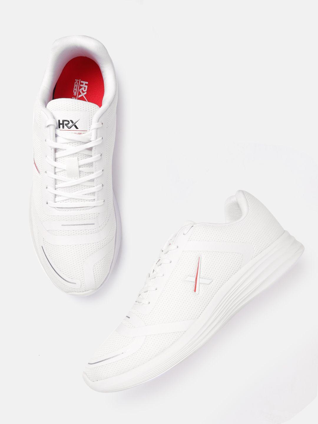 hrx by hrithik roshan men off-white woven design knit run 1.2 running shoes