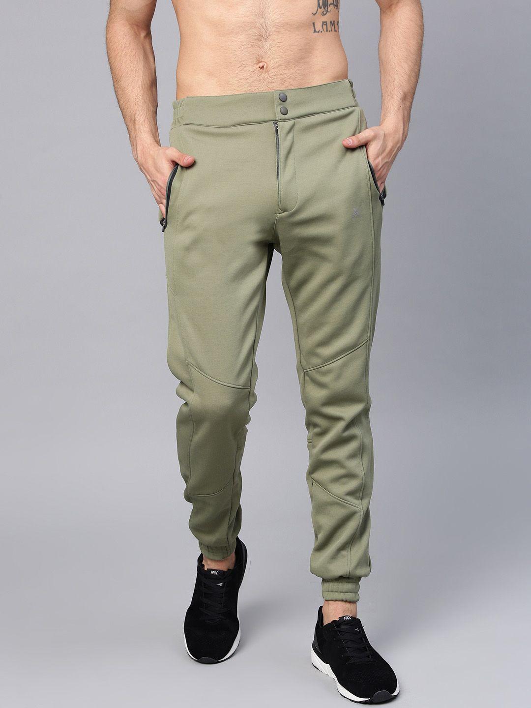 hrx by hrithik roshan men olive green rapid dry running joggers