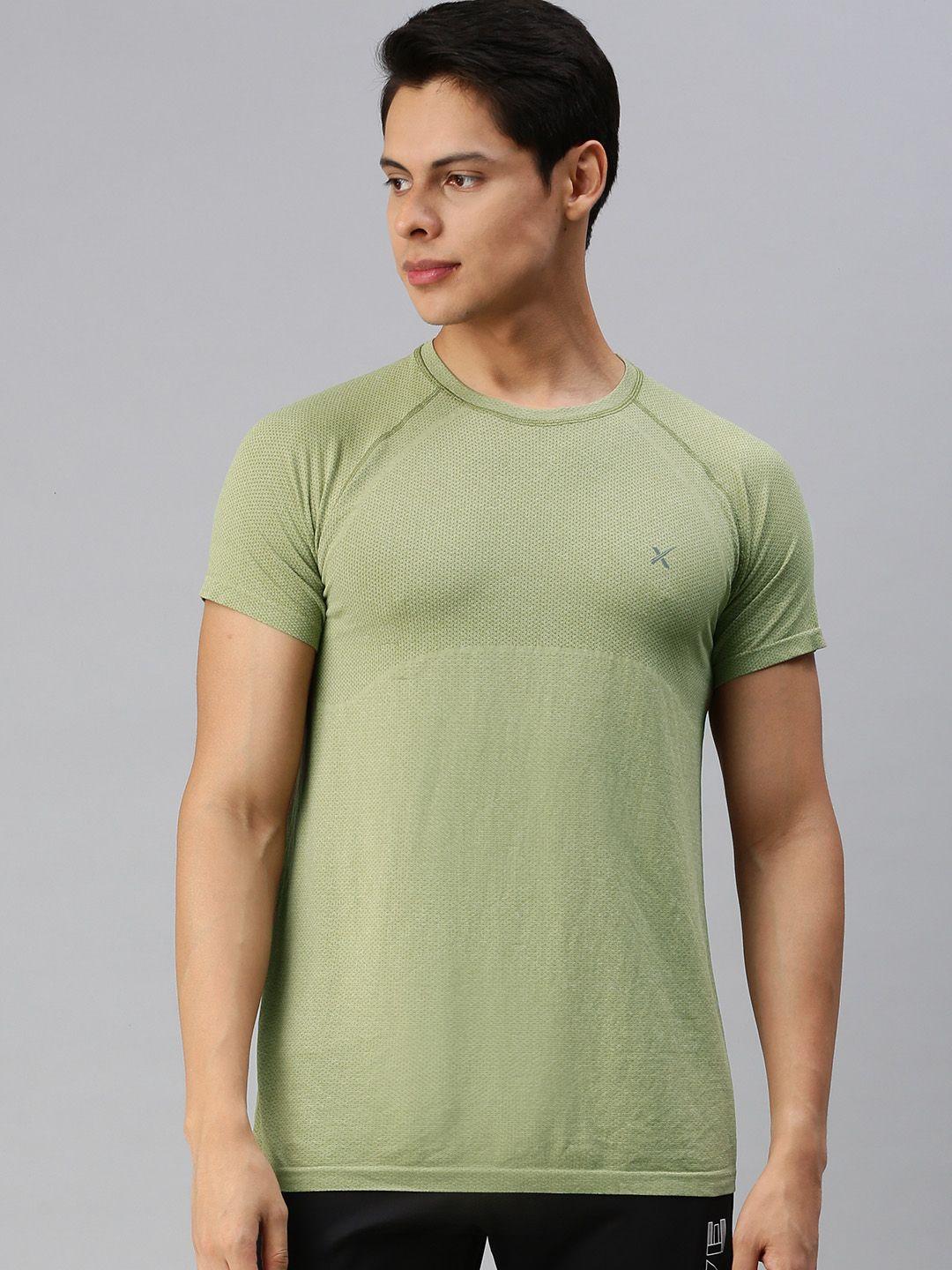 hrx by hrithik roshan men olive green slim fit yoga t-shirt