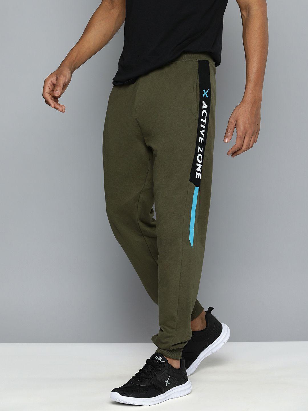 hrx by hrithik roshan men olive green solid joggers