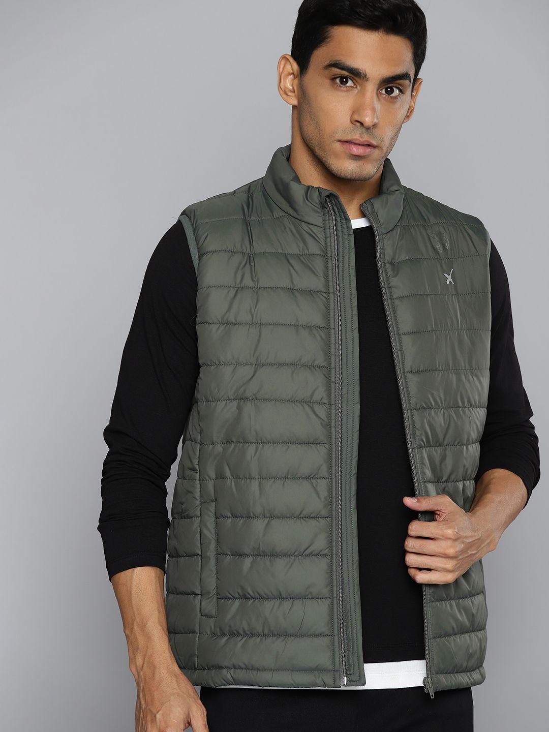 hrx by hrithik roshan men olive green solid sporty jacket