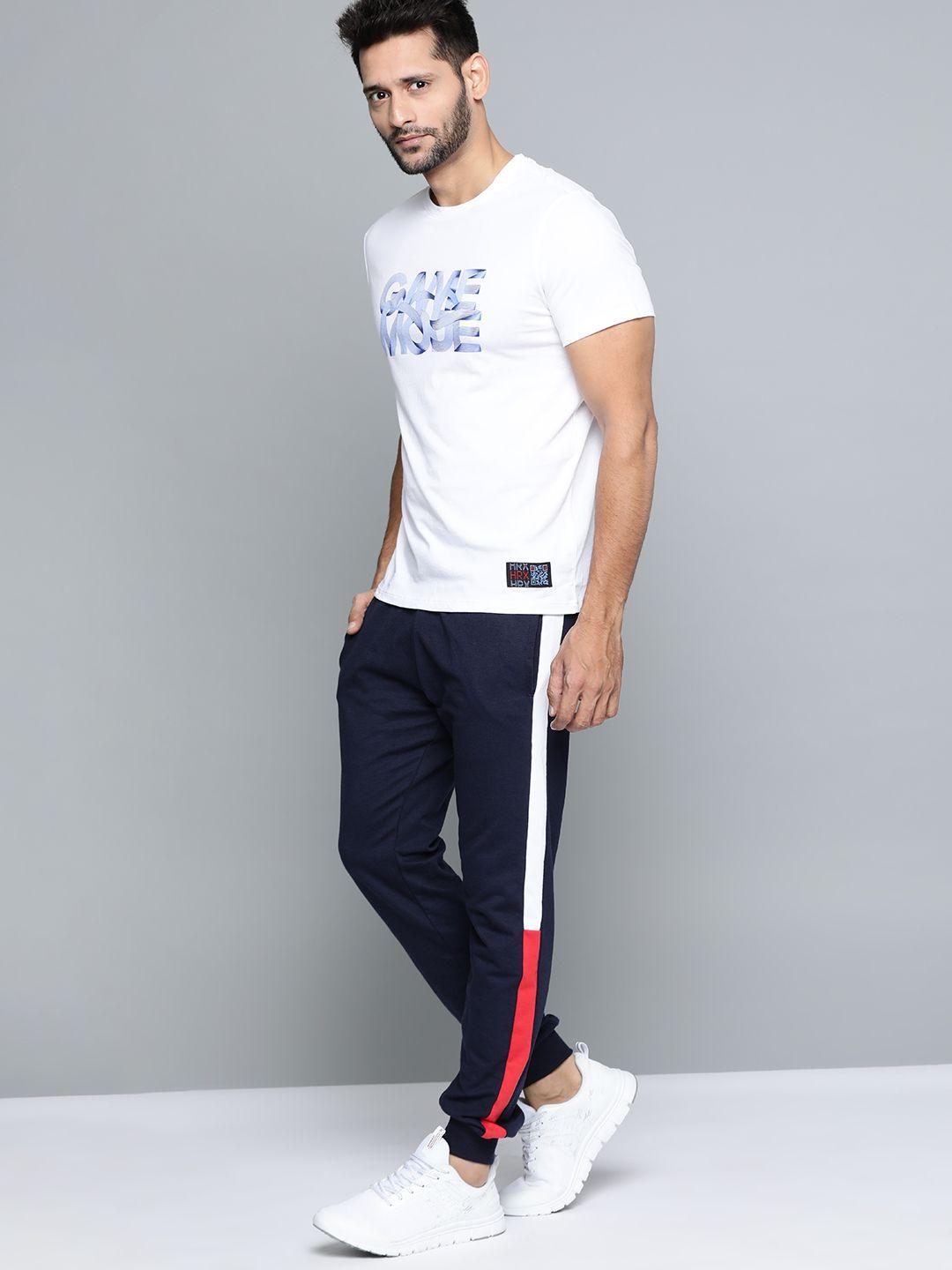 hrx by hrithik roshan men optic white solid bio-wash antimicrobial lifestyle pure cotton t-shirt