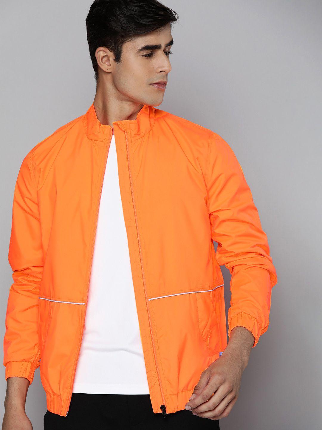 hrx by hrithik roshan men orange typography sporty jacket