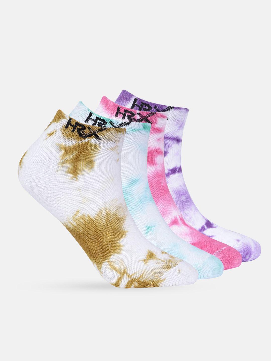 hrx by hrithik roshan men pack of 4 tie & dye ankle-length socks