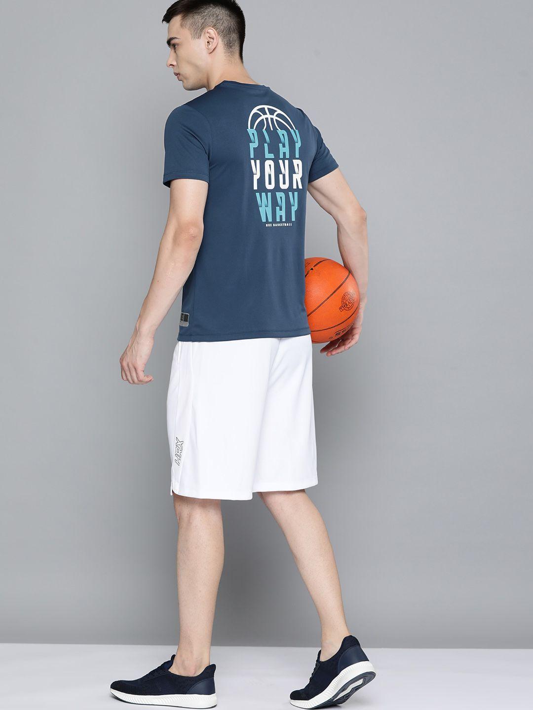 hrx by hrithik roshan men printed basketball rapid-dry t-shirt with reflective detail