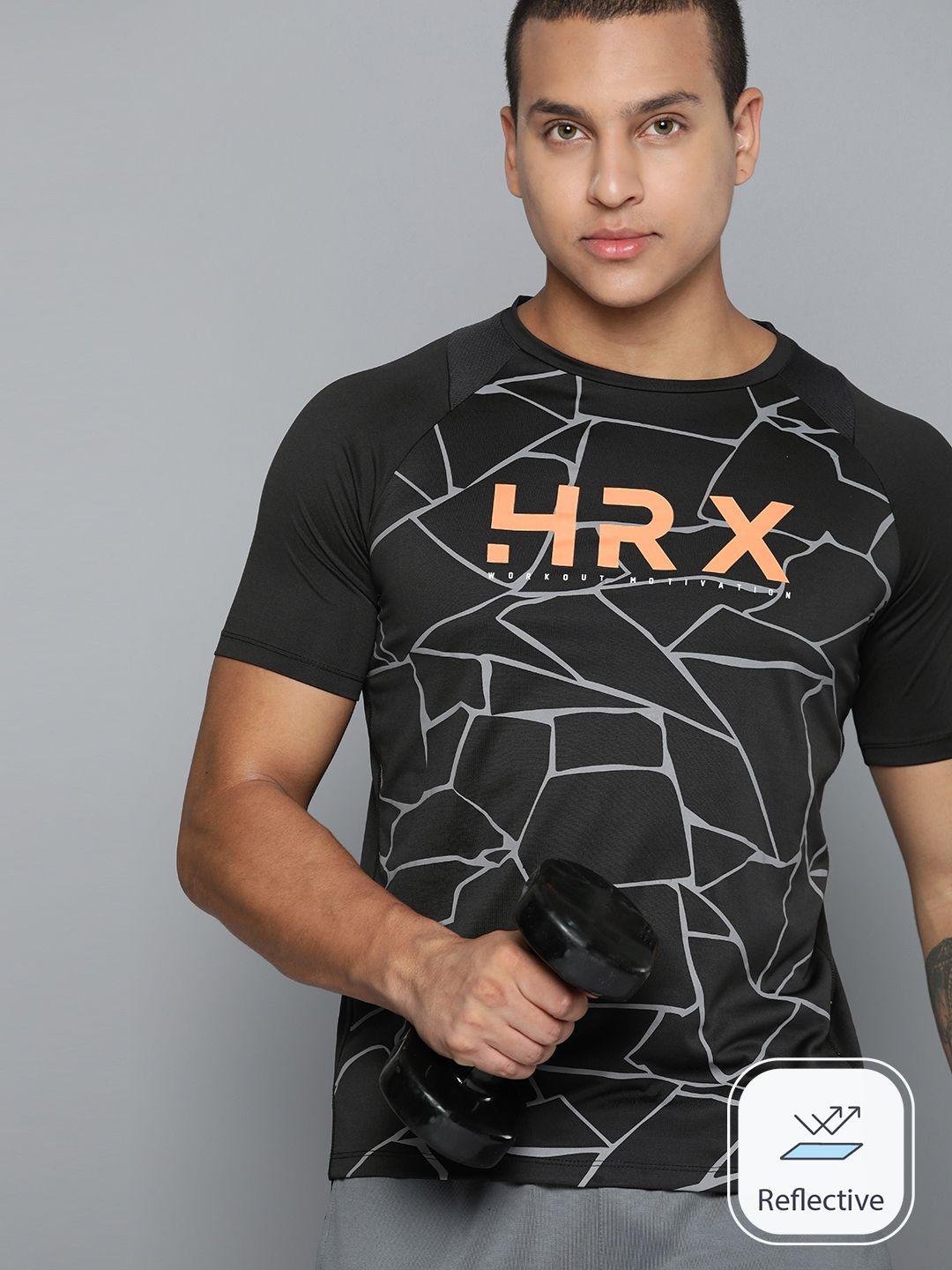 hrx by hrithik roshan men rapid-dry brand logo printed training t-shirt