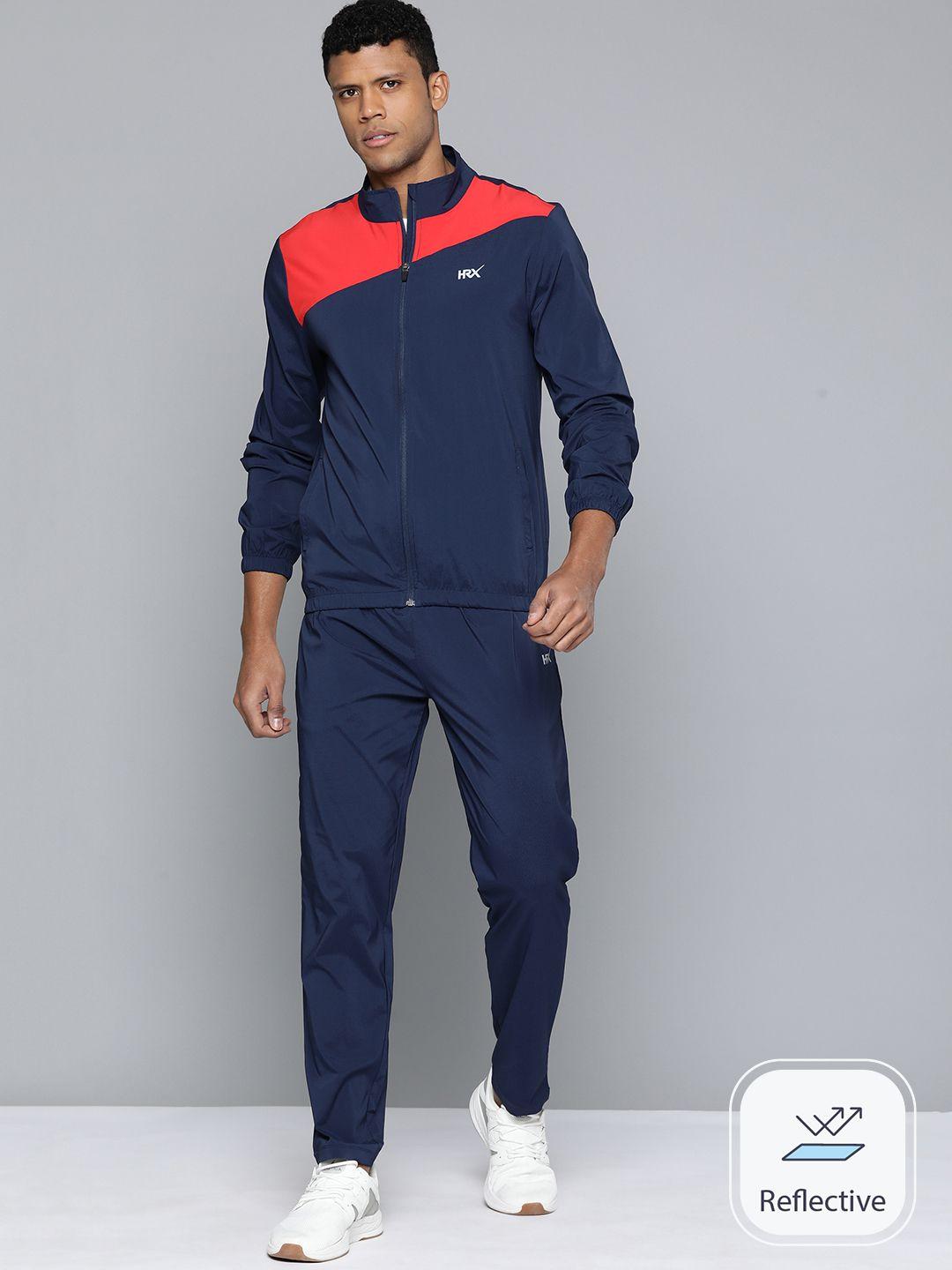 hrx by hrithik roshan men rapid-dry colorblocked running tracksuits