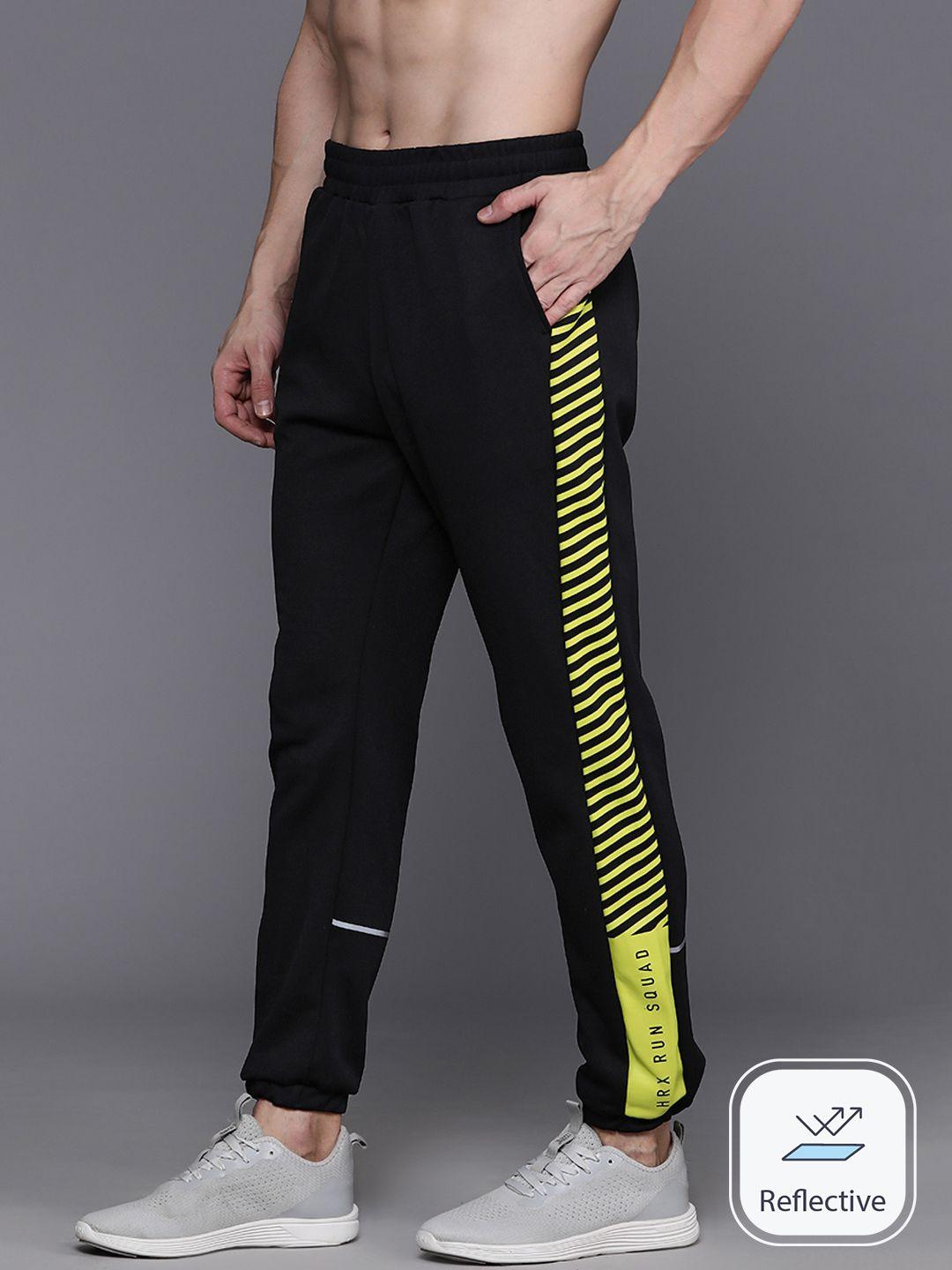 hrx by hrithik roshan men rapid-dry contrast stripes reflective detail training joggers