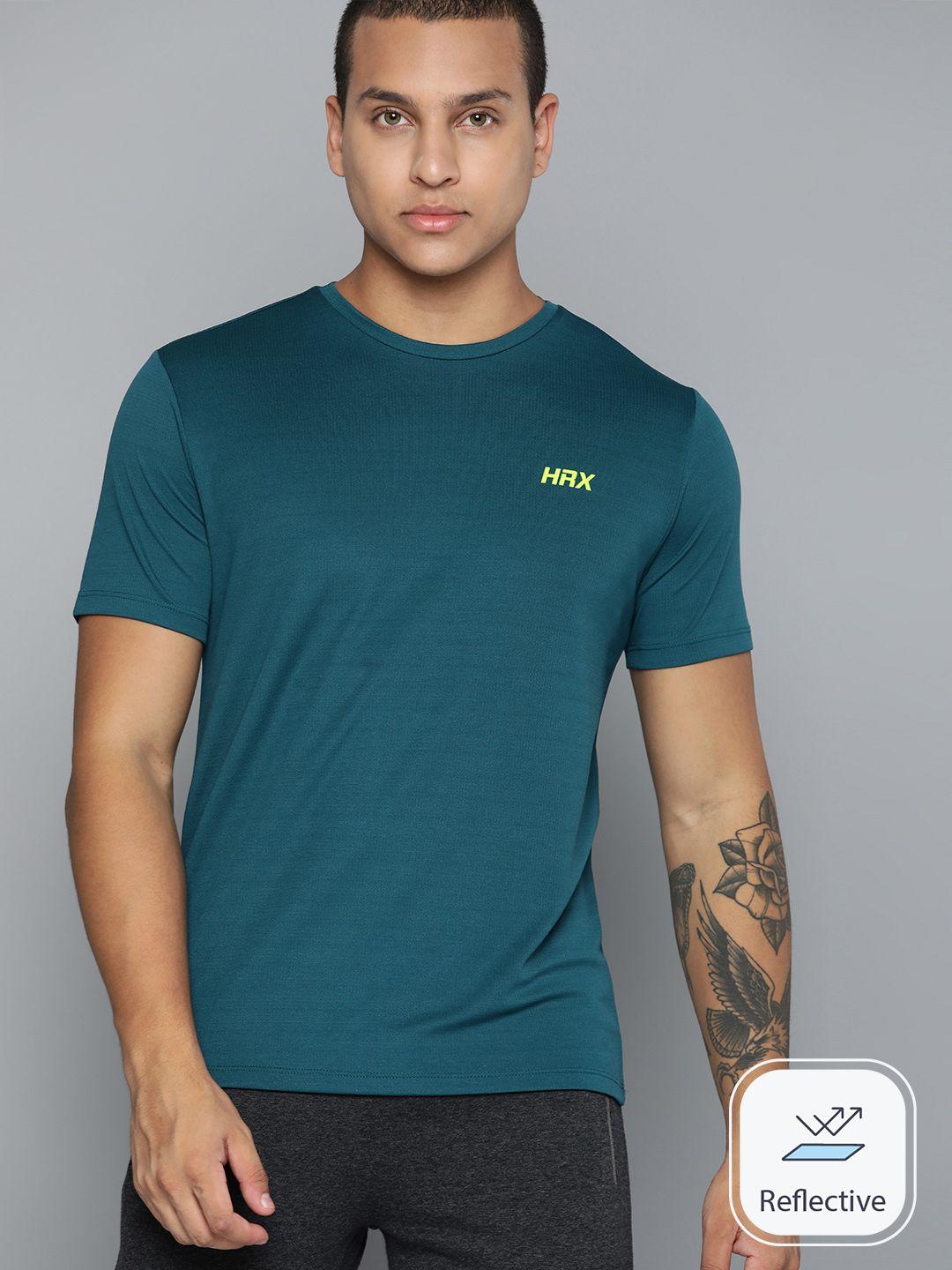 hrx by hrithik roshan men rapid-dry self-striped running t-shirt