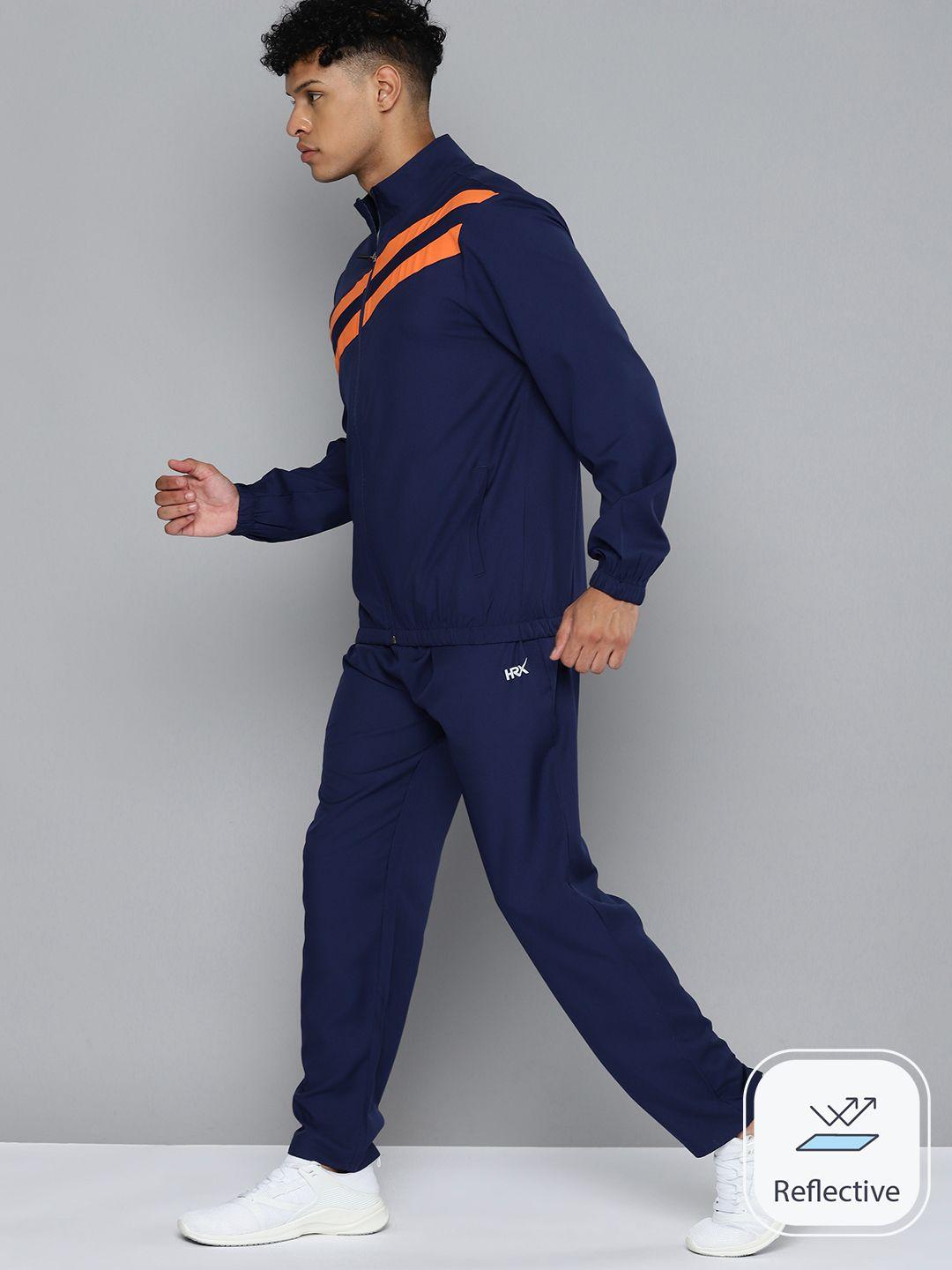 hrx by hrithik roshan men rapid-dry striped detail running tracksuit