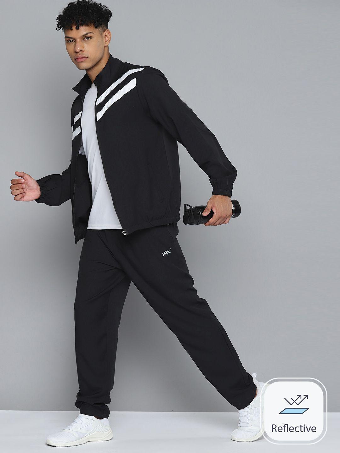 hrx by hrithik roshan men rapid-dry striped detail running tracksuit