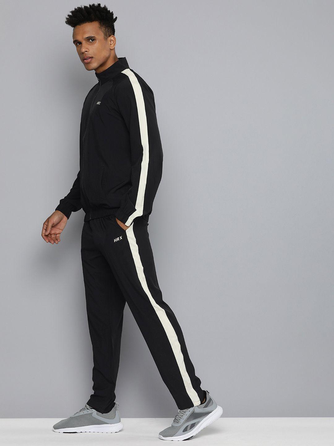 hrx by hrithik roshan men rapid-dry striped detail running tracksuit