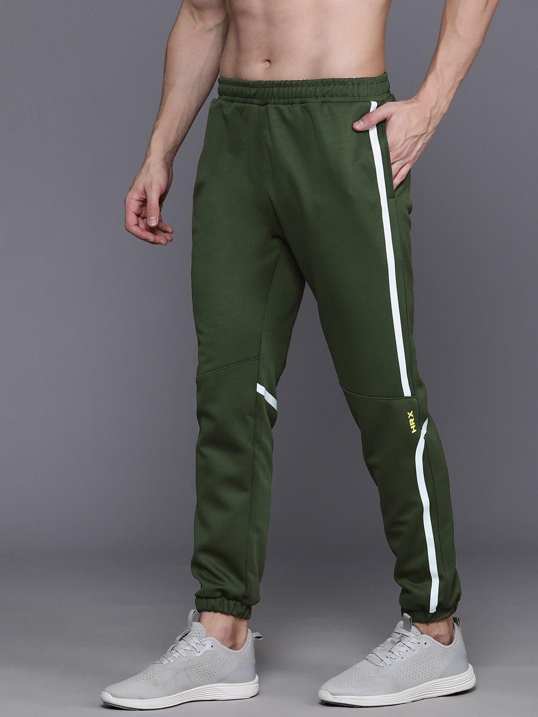 hrx by hrithik roshan men rapid-dry striped training joggers with reflective elements