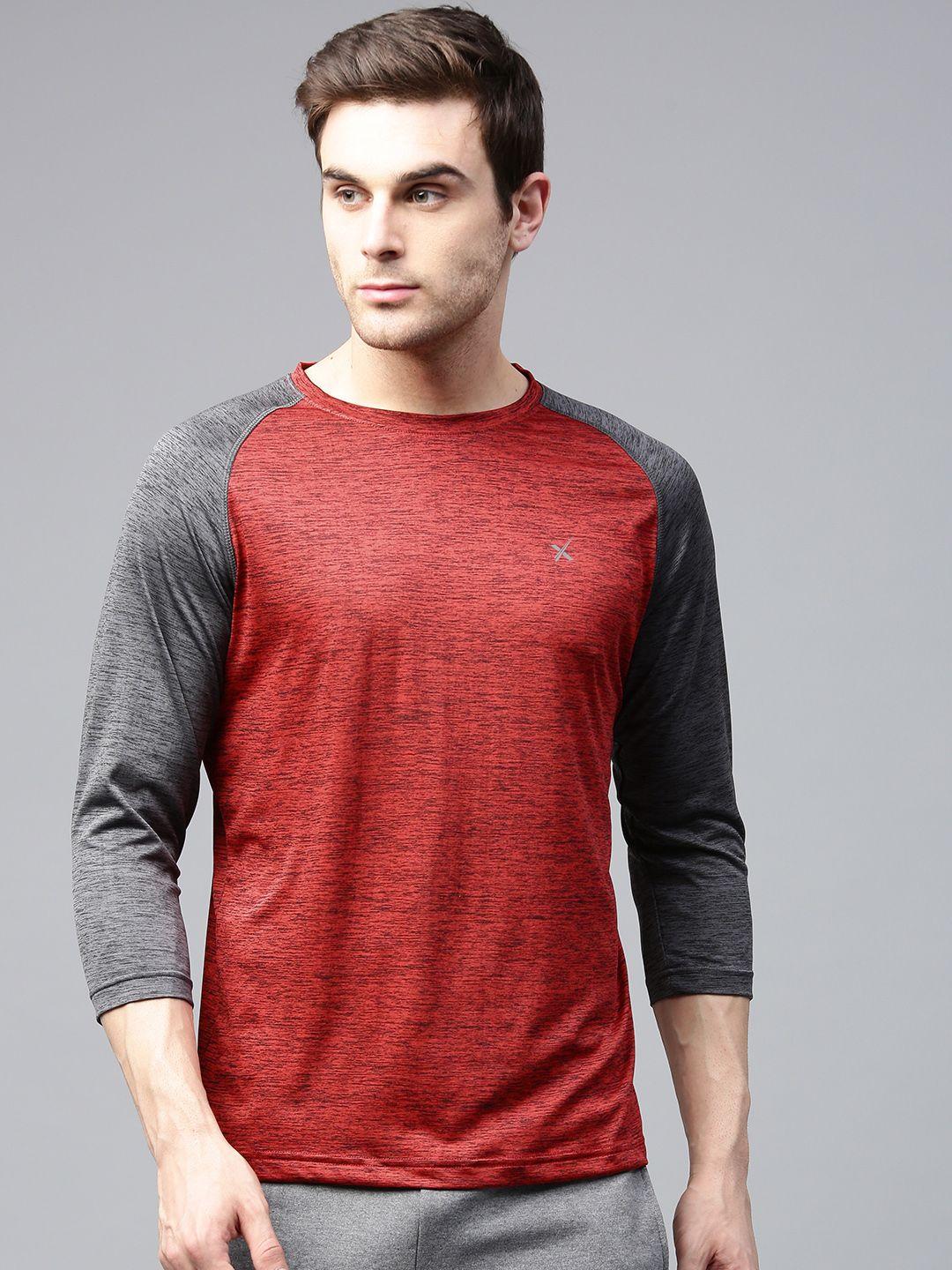 hrx by hrithik roshan men red slim advanced rapid dry raglan t-shirt