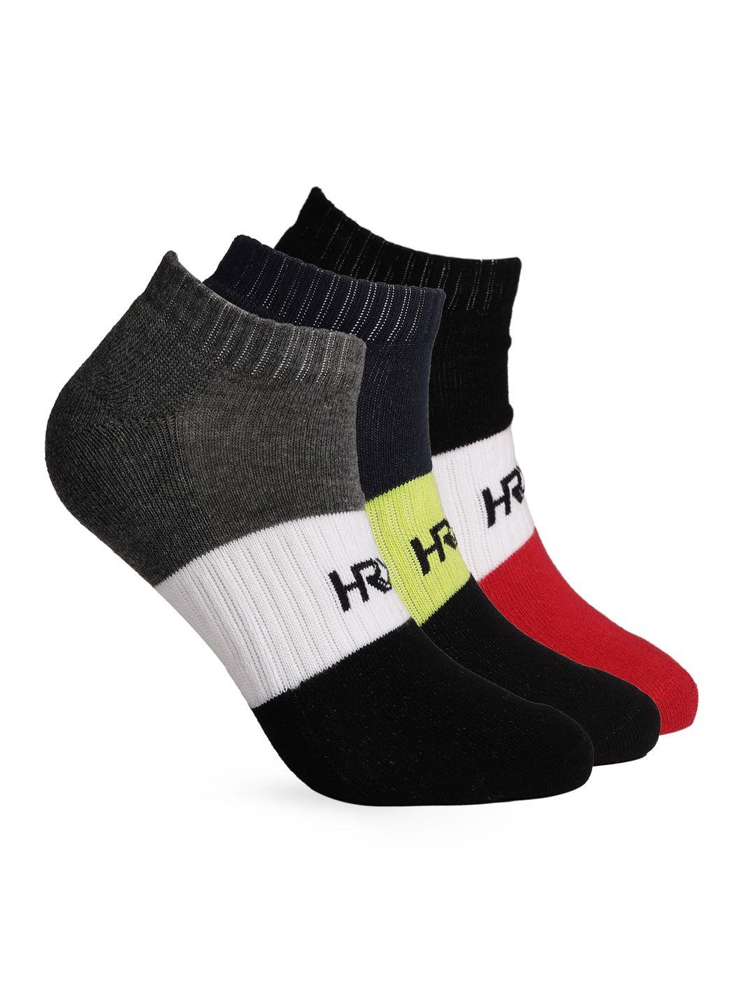 hrx by hrithik roshan men set of 3 ankle-length socks