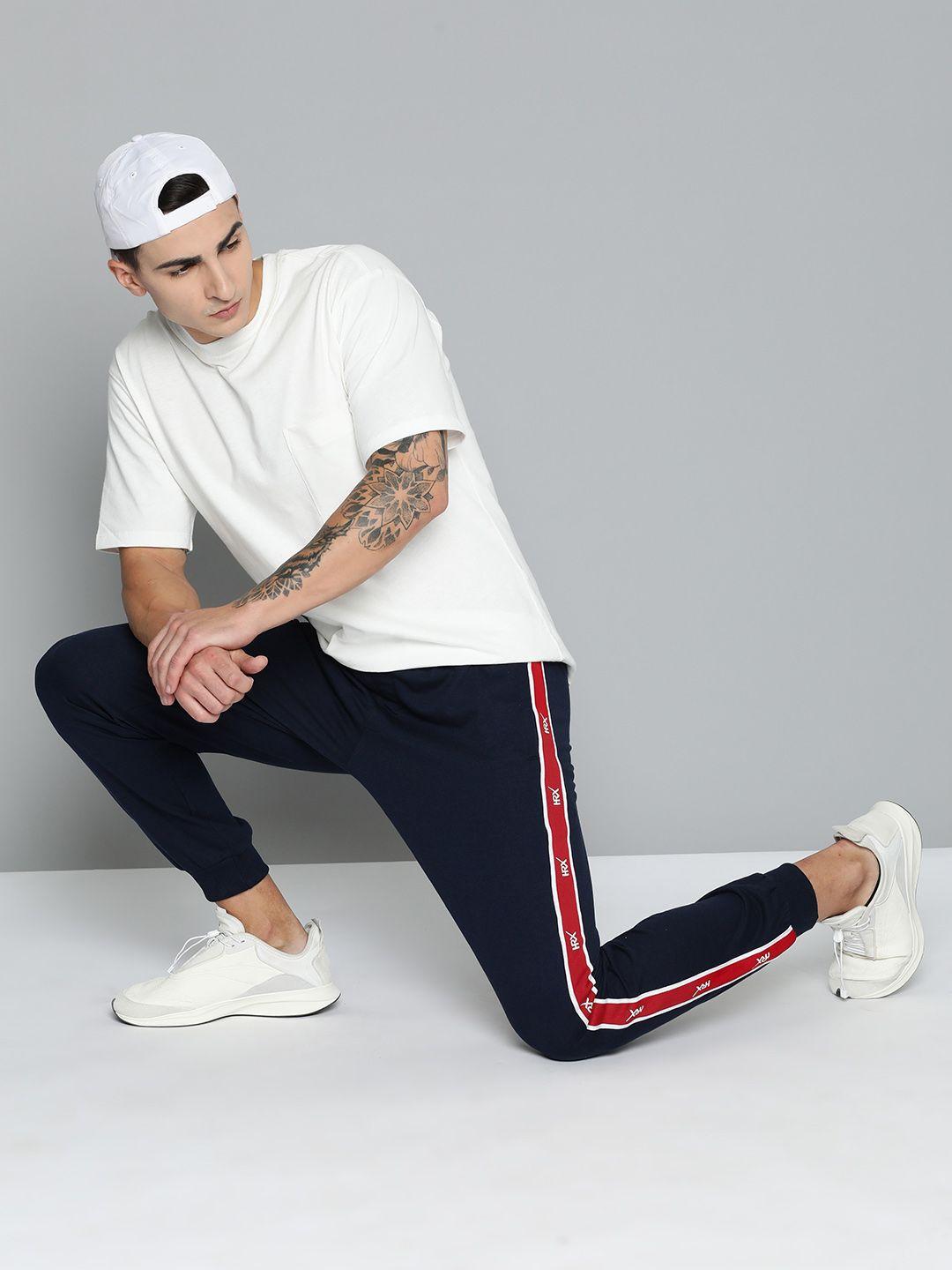 hrx by hrithik roshan men side striped lifestyle joggers