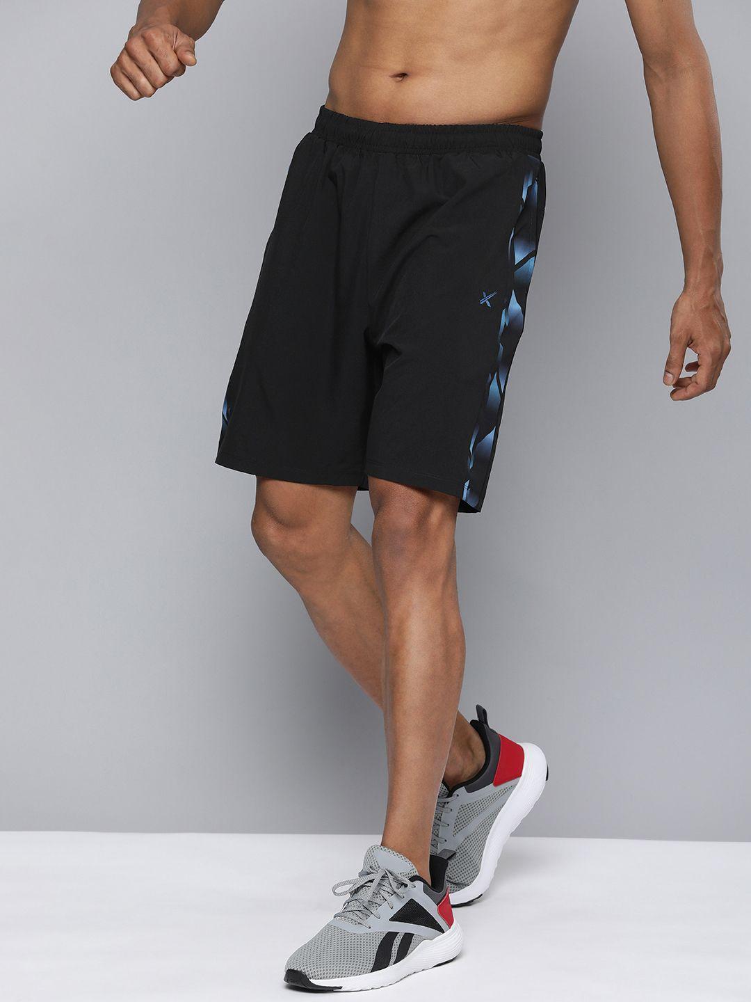 hrx by hrithik roshan men solid rapid-dry sports shorts with side prints