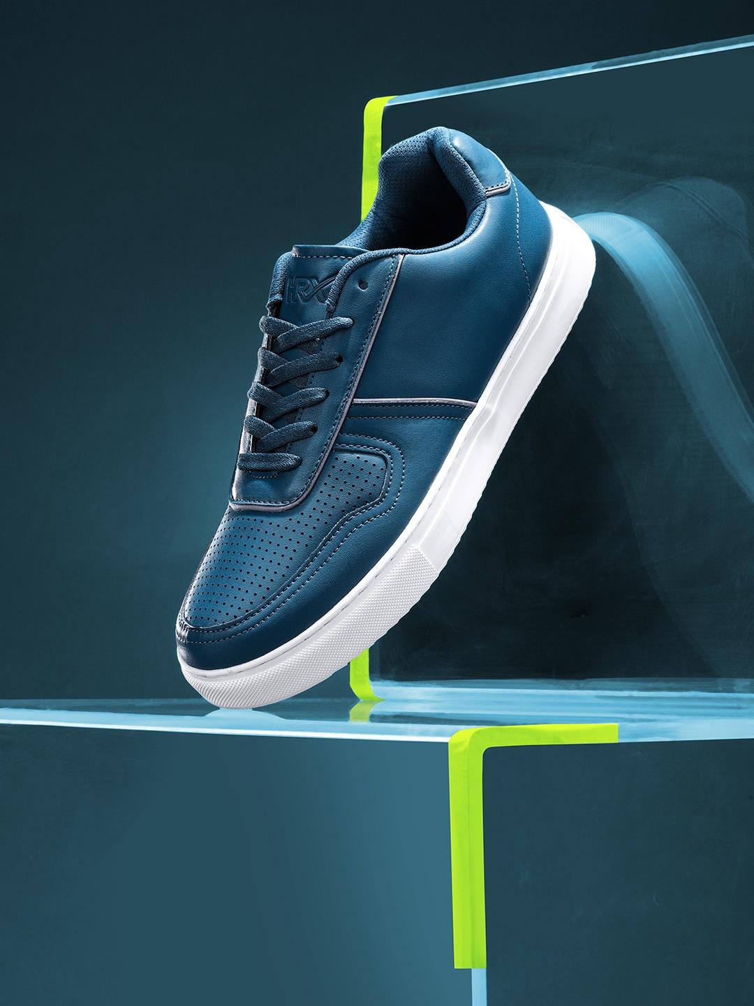 hrx by hrithik roshan men teal blue perforated sneakers