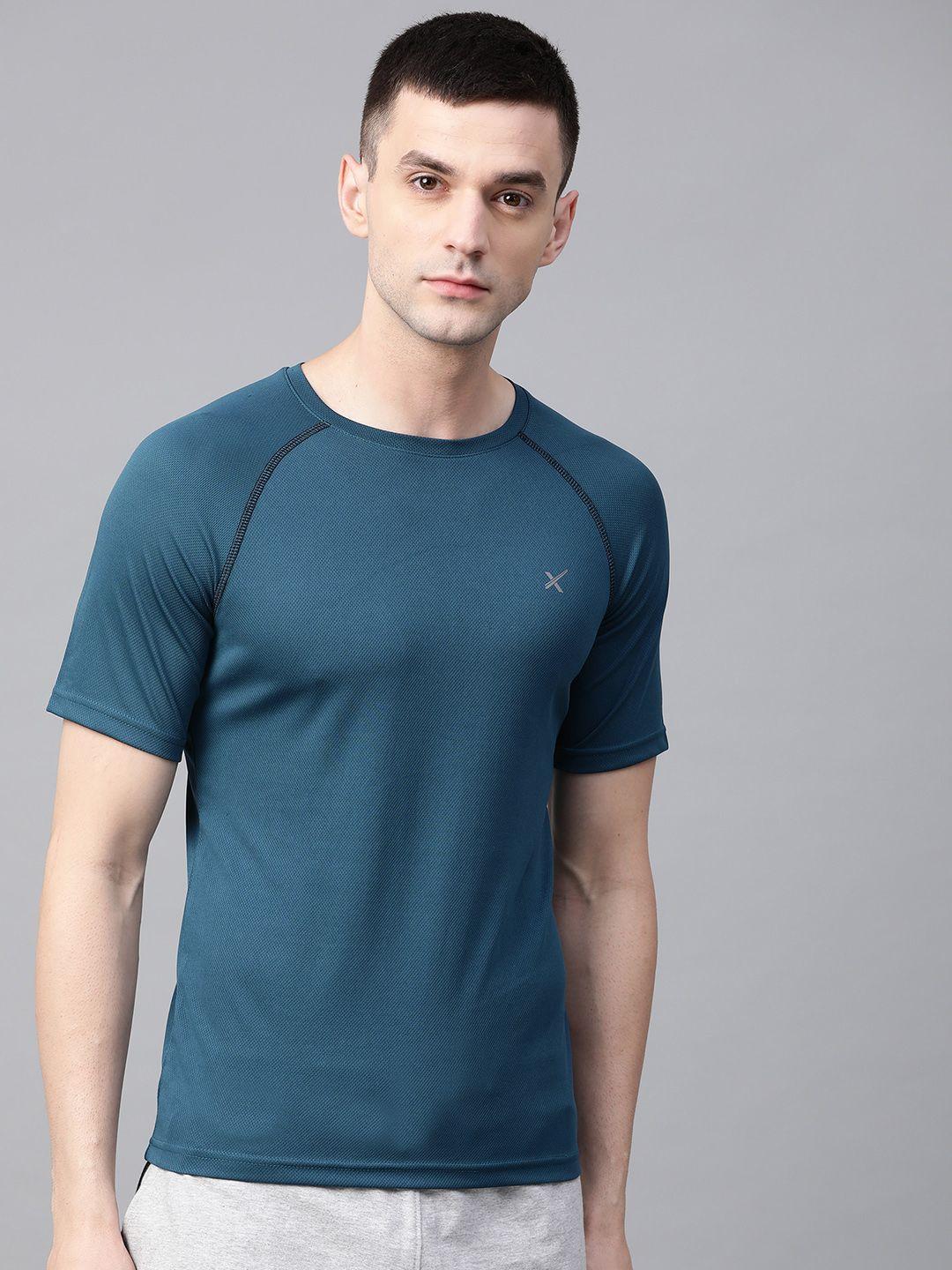 hrx by hrithik roshan men teal blue rapid-dry running t-shirt