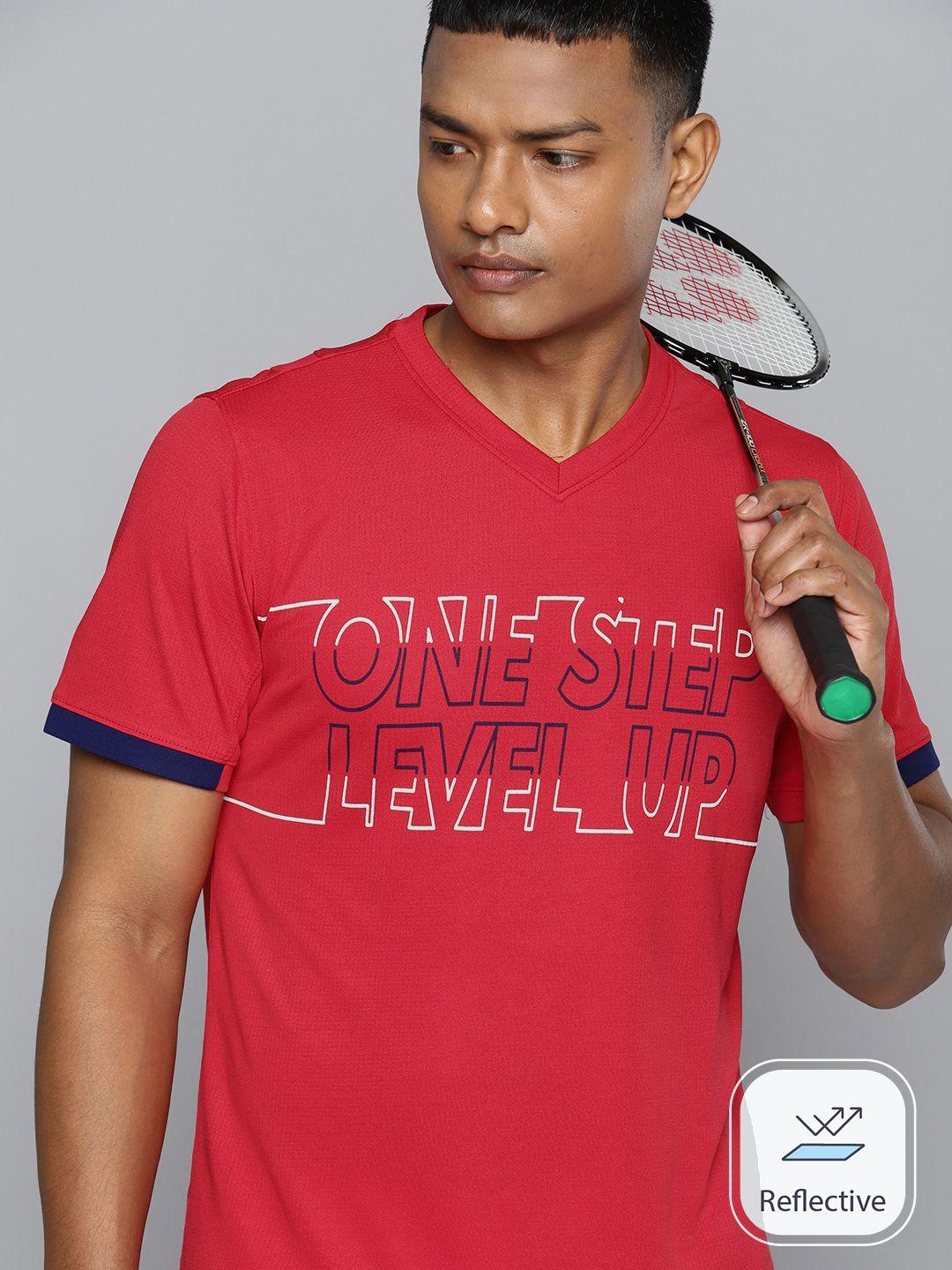 hrx by hrithik roshan men typography printed rapid-dry badminton t-shirt