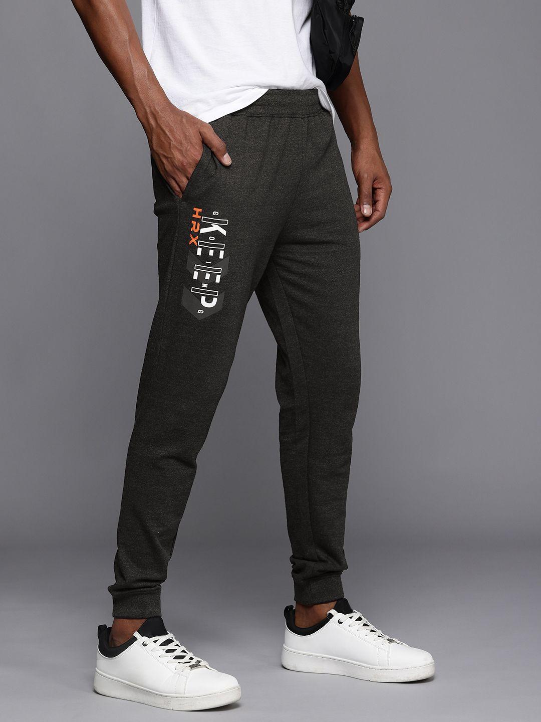 hrx by hrithik roshan men typography printed regular fit joggers