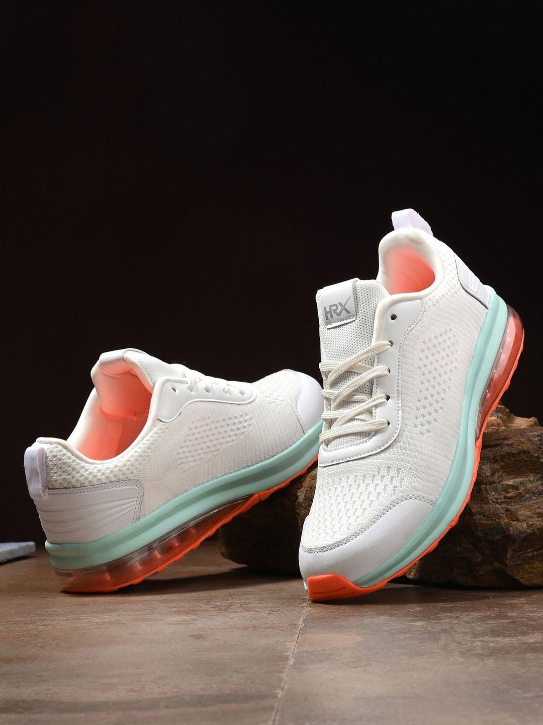 hrx by hrithik roshan men white & orange mesh running shoes