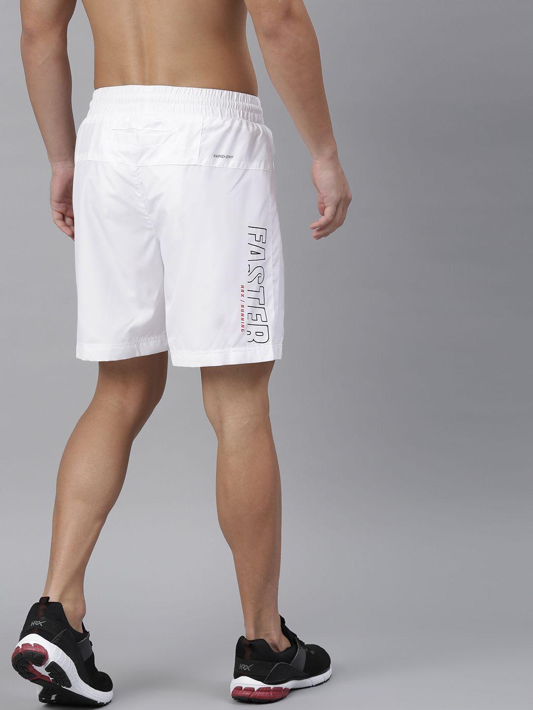 hrx by hrithik roshan men white solid rapid dry woven shorts shorts