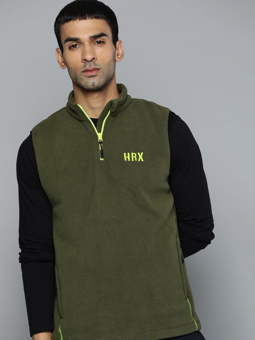 hrx by hrithik roshan outdoor men uniform green rapid-dry graphic sweatshirts