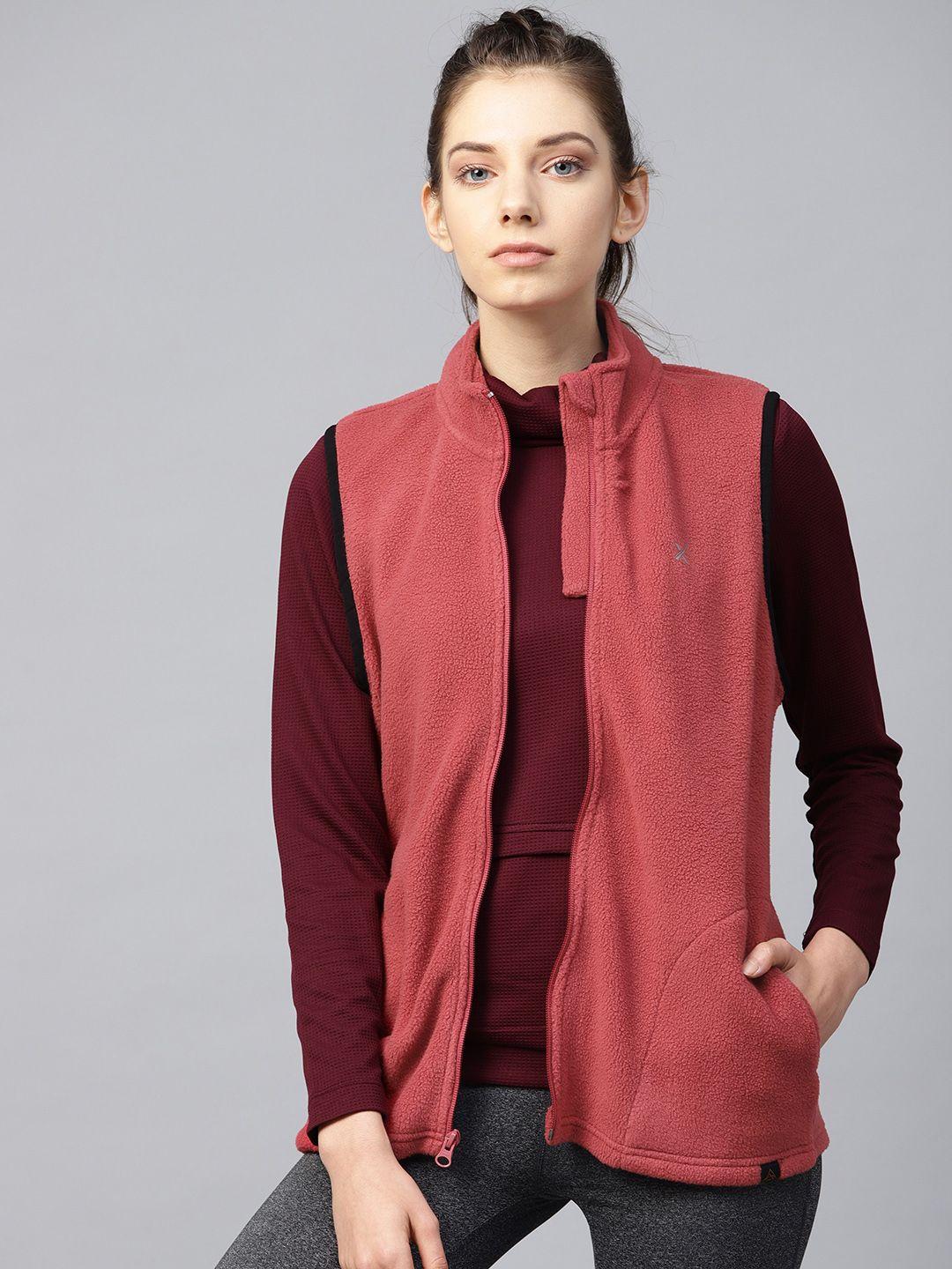 hrx by hrithik roshan outdoor women brick red solid sporty jacket