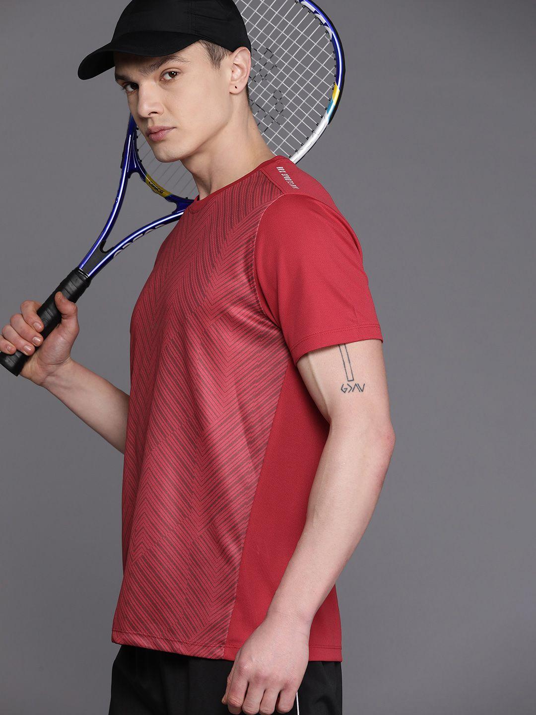 hrx by hrithik roshan printed rapid-dry badminton t-shirt