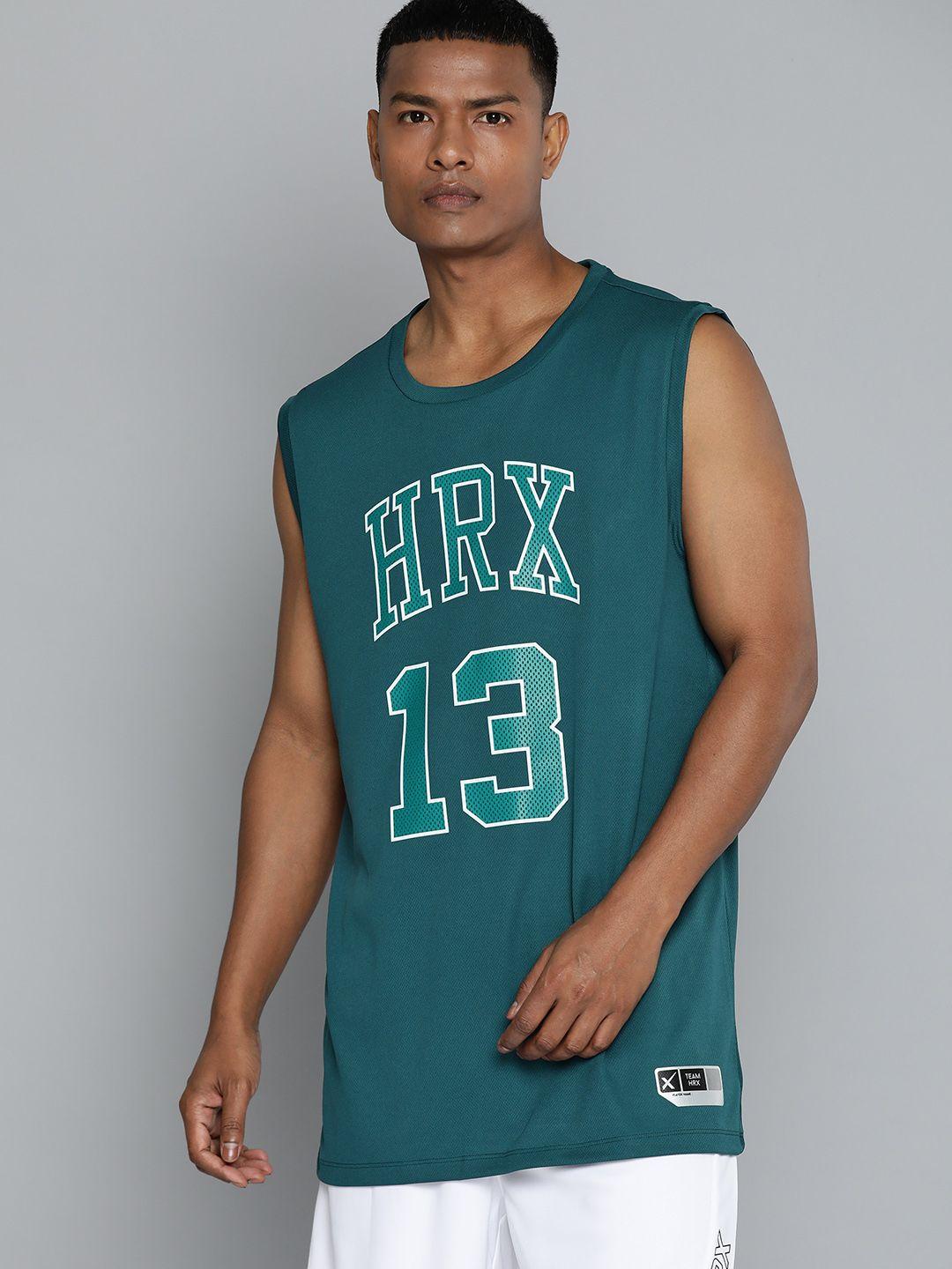 hrx by hrithik roshan printed rapid-dry basketball t-shirt with reflective detail
