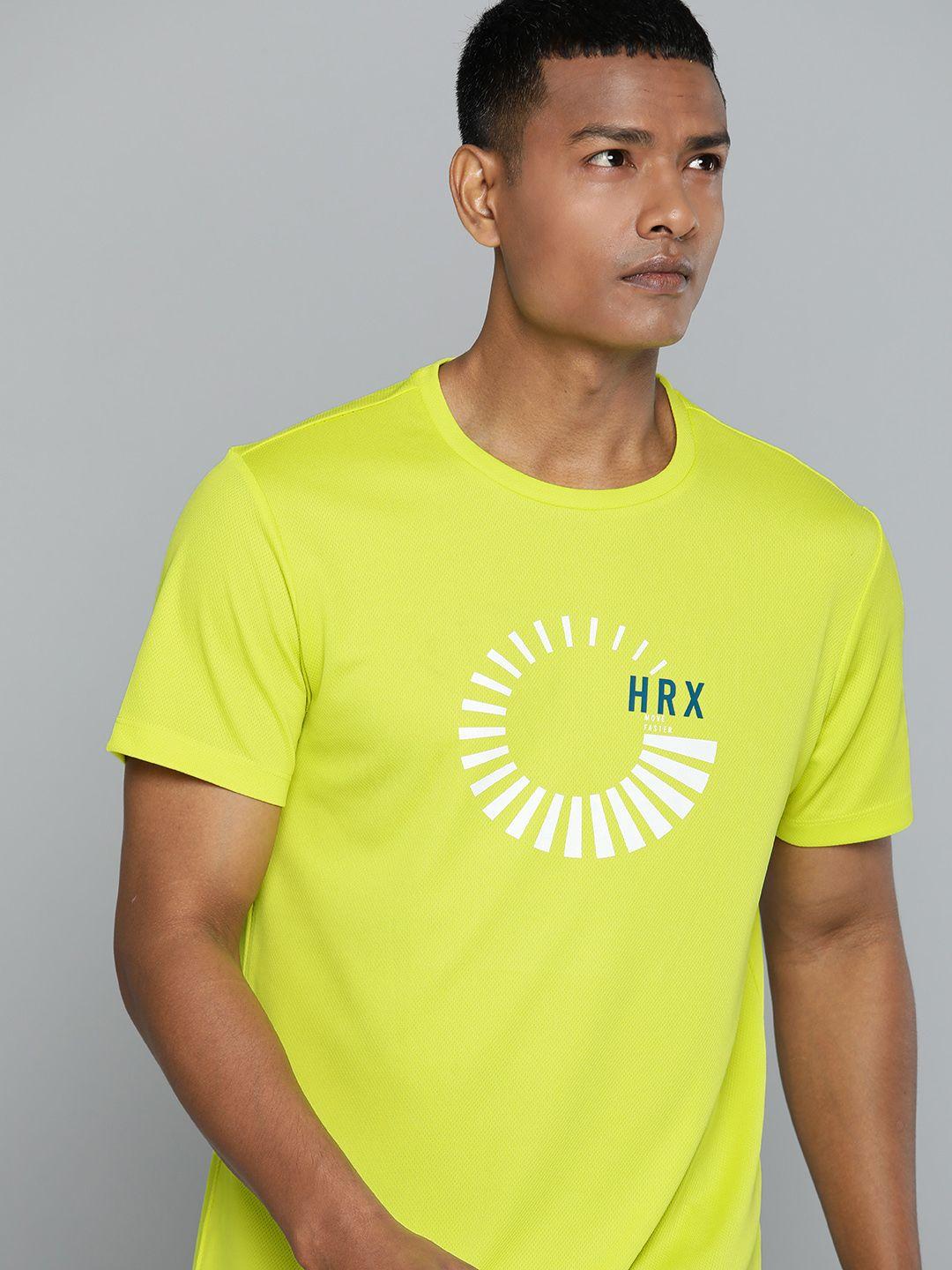 hrx by hrithik roshan printed rapid-dry running t-shirt with reflective detail