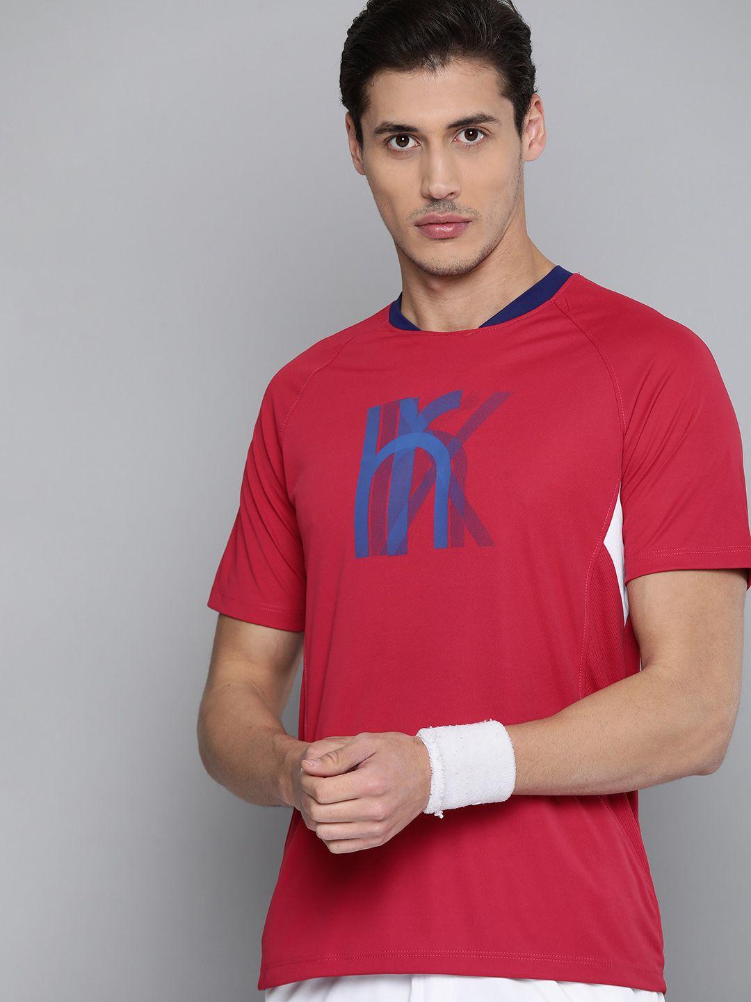 hrx by hrithik roshan racket sports men electric magenta rapid-dry brand carrier tshirt