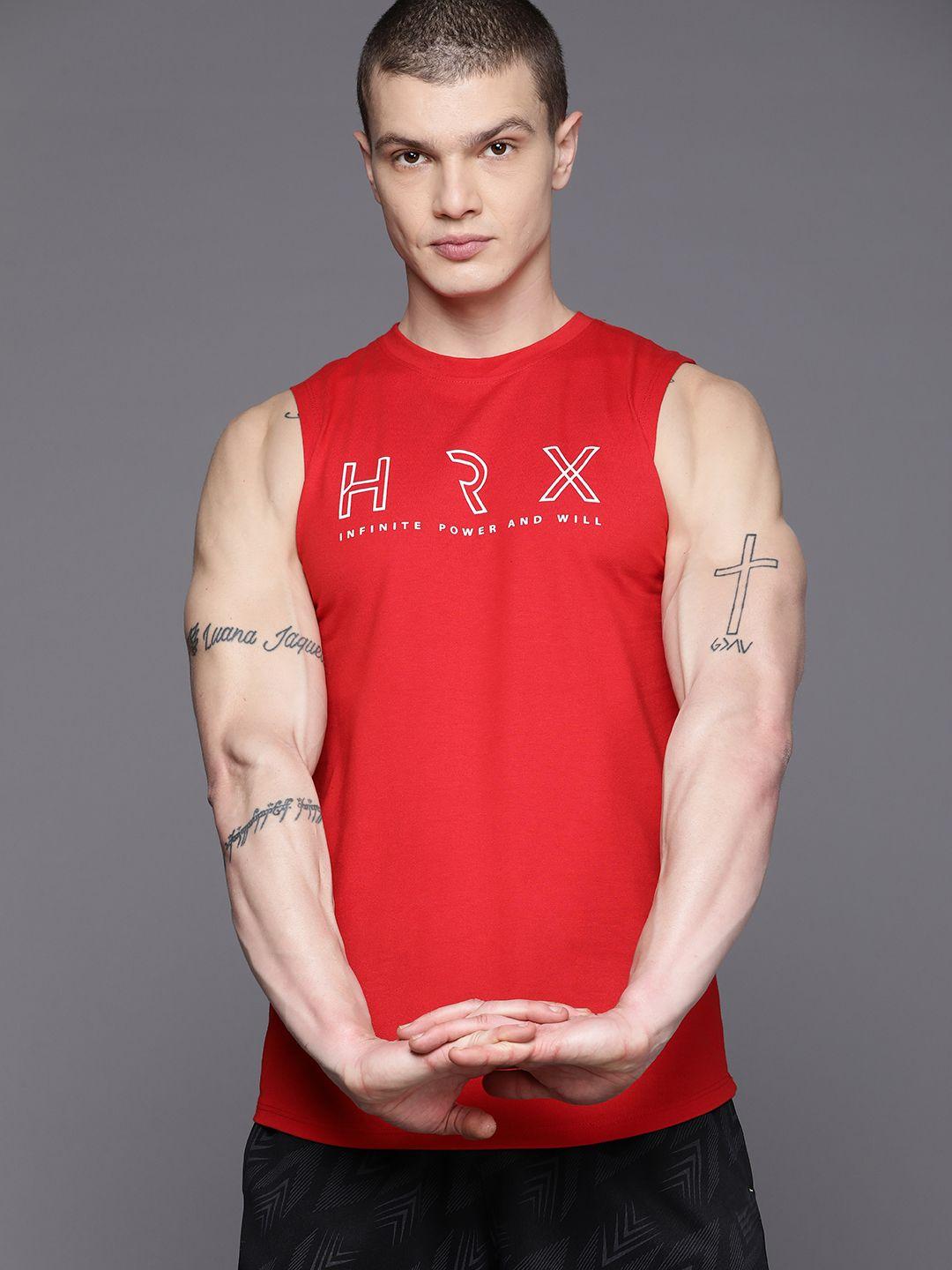hrx by hrithik roshan rapid-dry brand logo printed training t-shirt