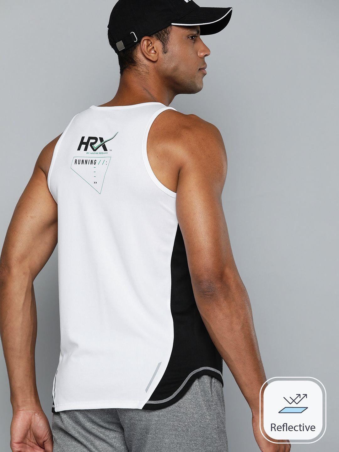 hrx by hrithik roshan rapid-dry colourblocked sleeveless running t-shirt