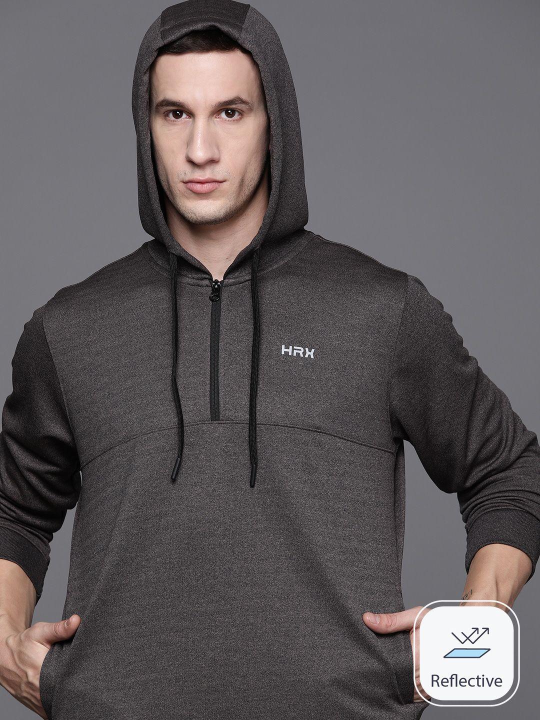 hrx by hrithik roshan rapid-dry hooded running sweatshirt