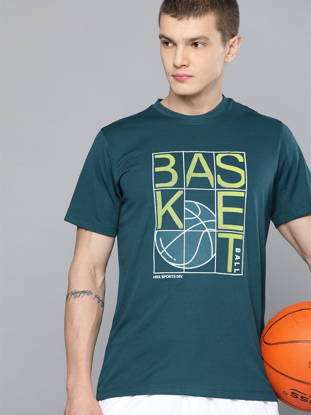 hrx by hrithik roshan rapid-dry printed basketball t-shirt