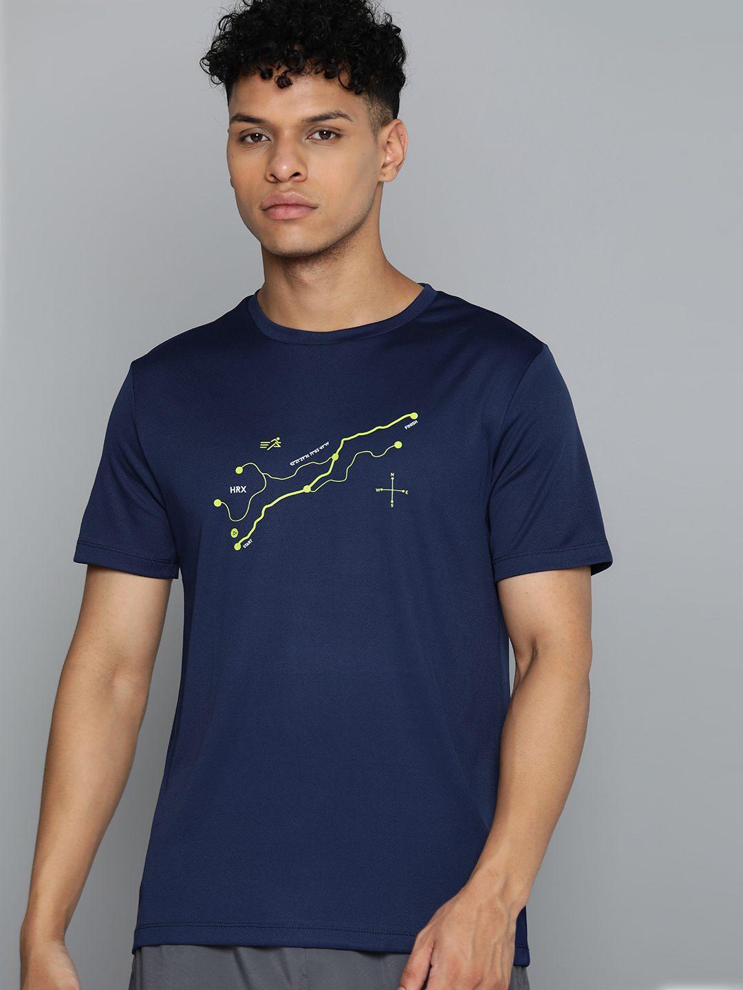 hrx by hrithik roshan rapid dry printed sports t-shirt