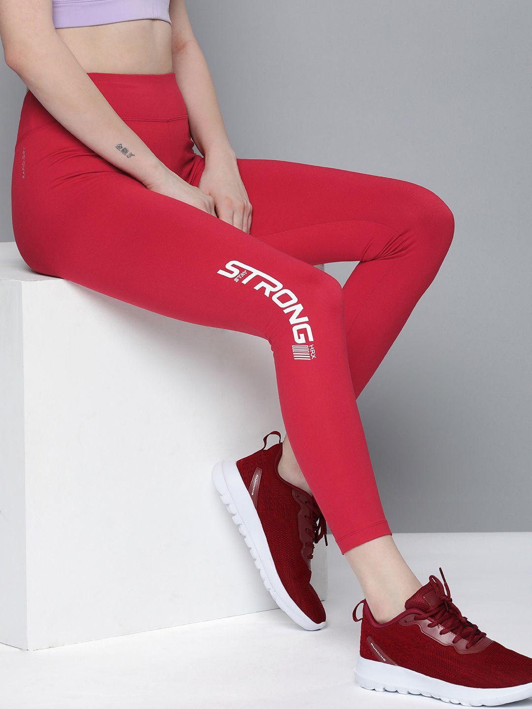 hrx by hrithik roshan red rapid-dry skinny fit training tights
