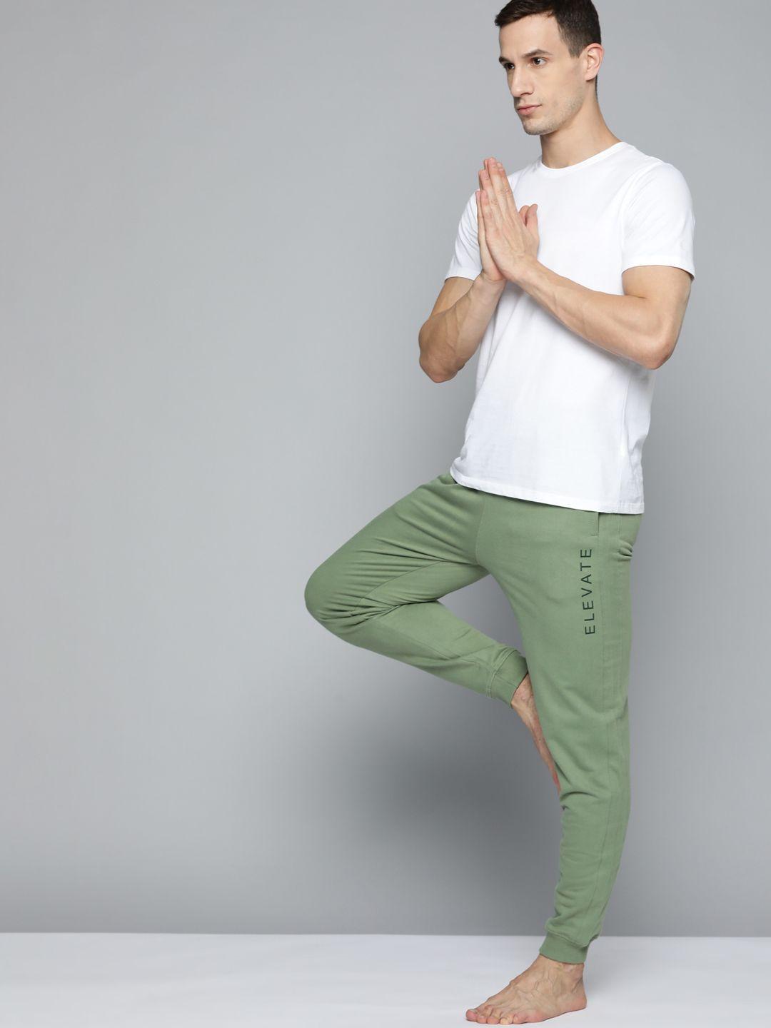 hrx by hrithik roshan running men green organic cotton solid joggers