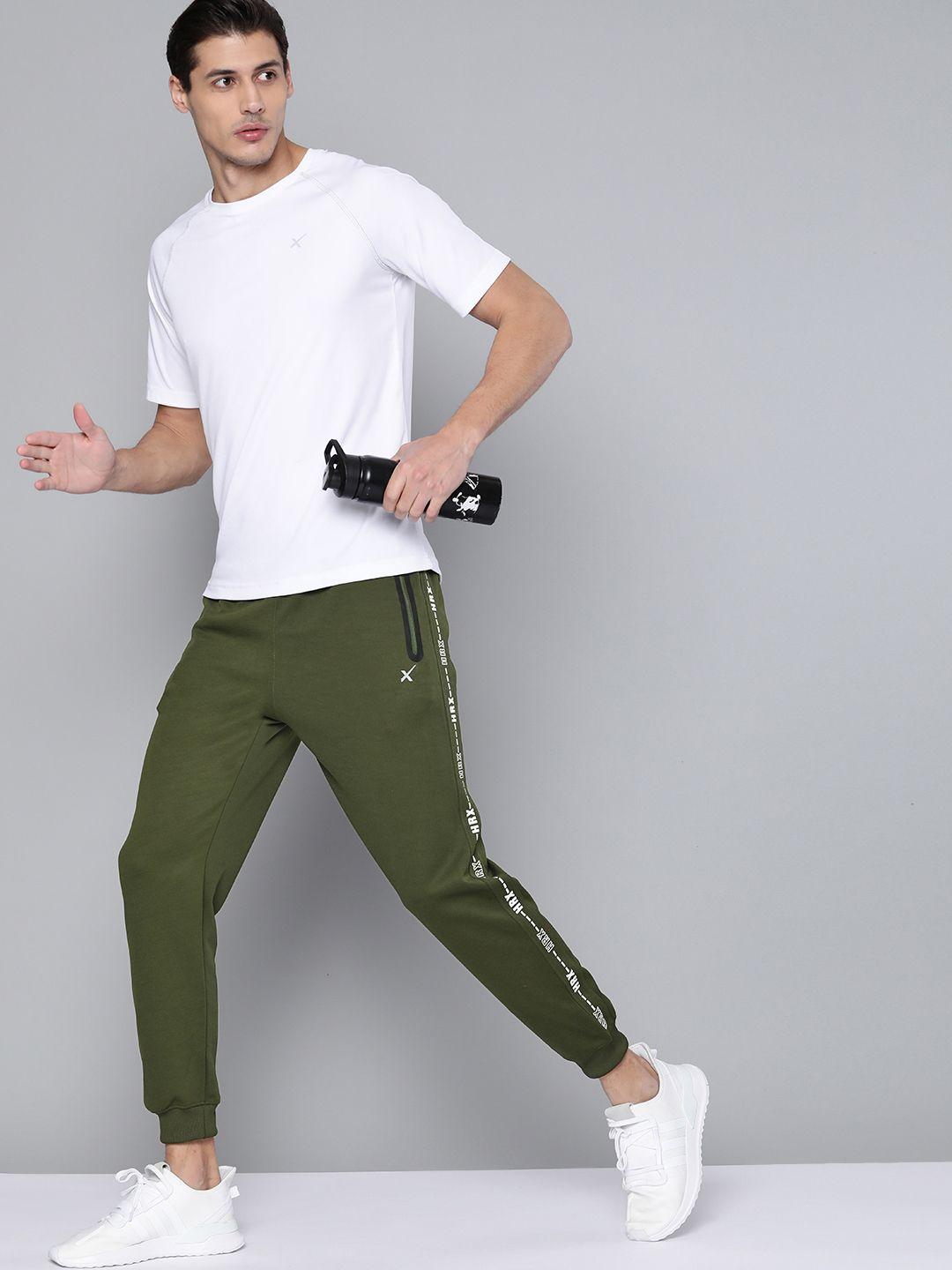 hrx by hrithik roshan running men kombu green melange solid track pants