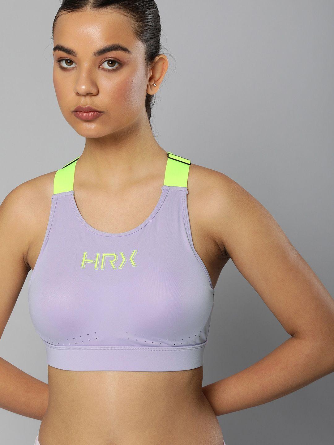 hrx by hrithik roshan running women digital lavender rapid-dry brand carrier sports bra