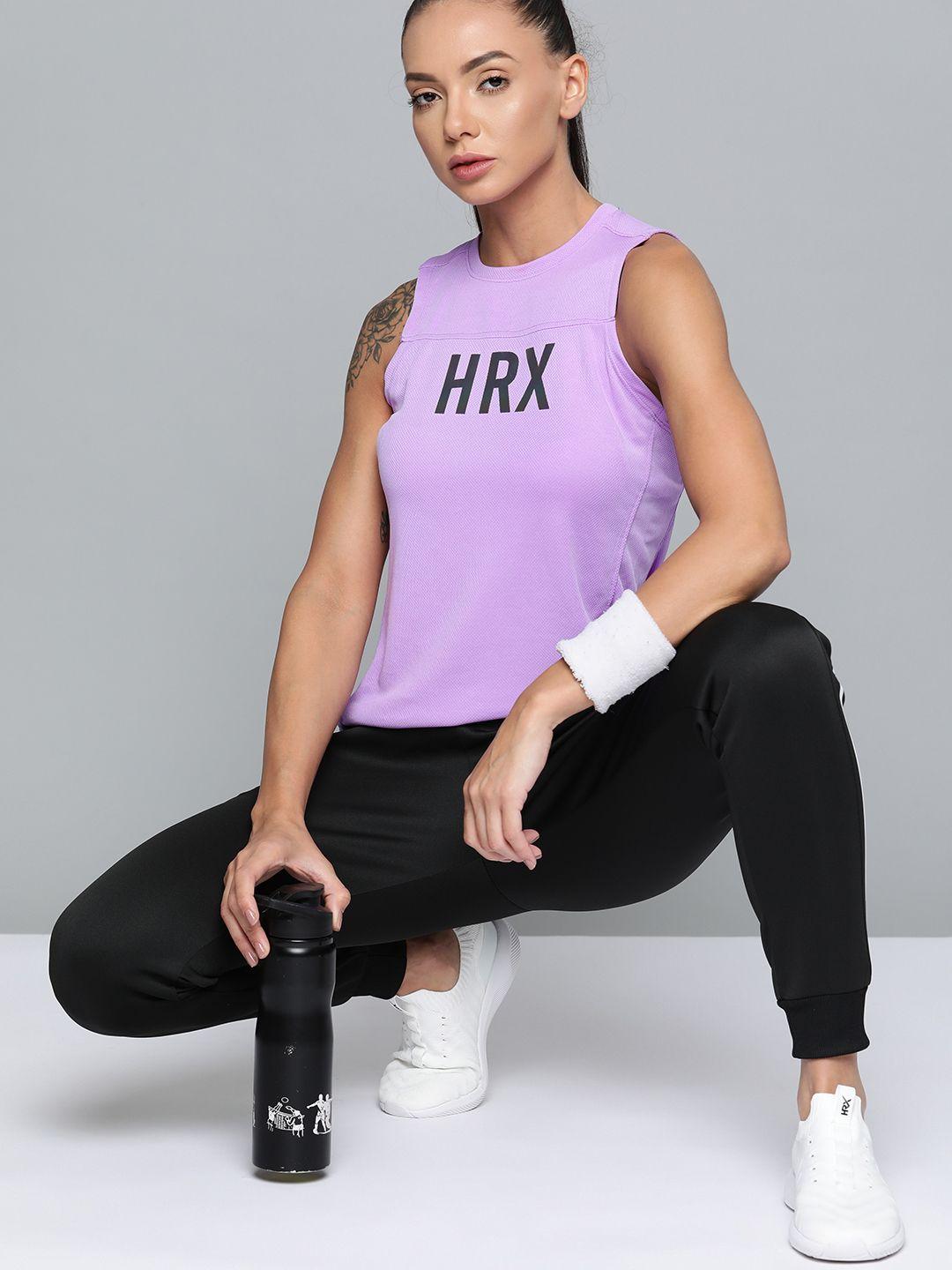 hrx by hrithik roshan running women digital lavender rapid-dry brand carrier tshirts