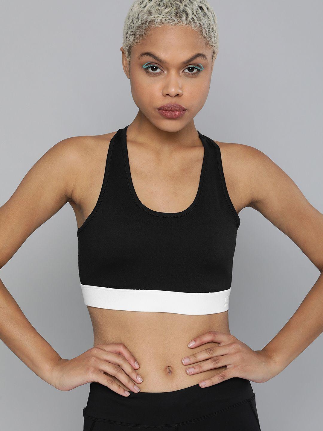 hrx by hrithik roshan running women jet black rapid-dry brand carrier sports bra