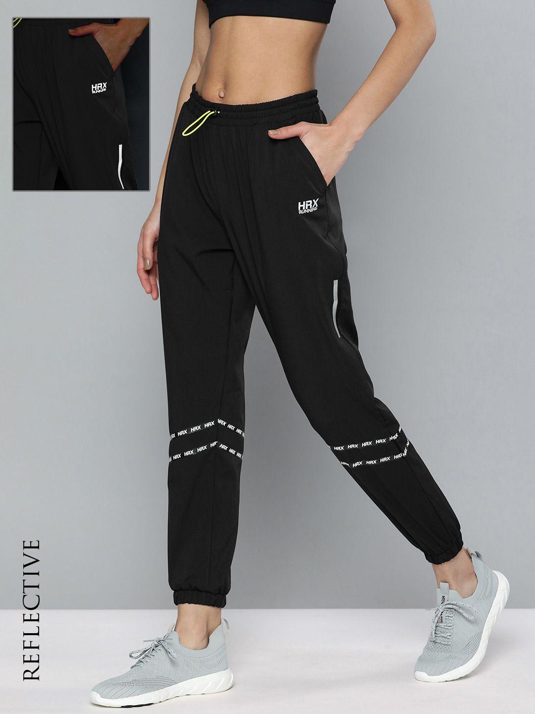 hrx by hrithik roshan running women jet-black rapid-dry joggers